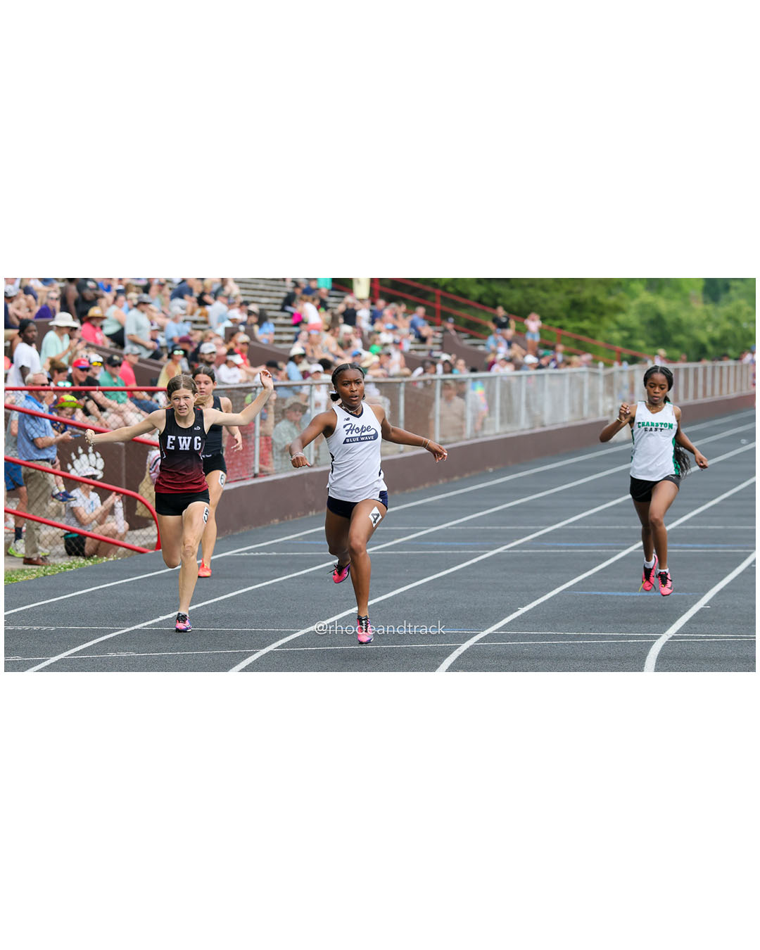 Eliany Silva, Hope High School, 11 - Ella Wolstencroft, Exeter-West Greenwich Regional, 9 - KaNai Perry-Spann, Cranston East High School, 9 - Kaitlyn Droney, North Kingstown High School, 10 - 2026 RI Outdoor Track and Field State Championships - Brown Stadium - Providence, Rhode Island - June 06, 2026 File: ./dir-200m/260606-2026-RI-Outdoor-Track-And-Field-State-Championships-Brown-805-296A4730.jpg Eliany Silva, Hope High School, 11 - Ella Wolstencroft, Exeter-West Greenwich Regional, 9 - KaNai Perry-Spann, Cranston East High School, 9…