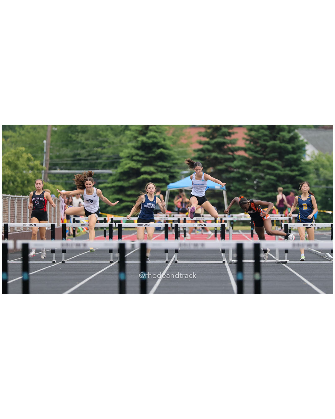 Maya Cicchitelli, Cranston West HS, 11 - Sybil Lorincz, Moses Brown School, 9 - Luciana Starkey, South Kingstown High School, 9 - Madeline Coyne, Cumberland, 11 - Ivory Black, West Warwick High School, 9 - Soo Yeon Park, Barrington High School, 10 - 2026 RI Outdoor Track and Field State Championships - Brown Stadium - Providence, Rhode Island - June 06, 2026 File: ./dir-300-Hurdles/260606-2026-RI-Outdoor-Track-And-Field-State-Championships-Brown-645-296A7800.jpg Maya Cicchitelli, Cranston West HS, 11 - Sybil Lorincz, Moses Brown School, 9 - Luciana Starkey, South Kingstown High School, 9 - Madeline…