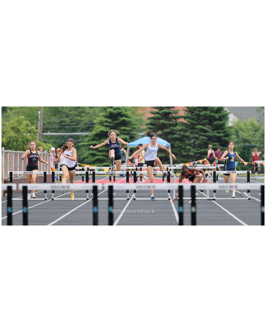 Maya Cicchitelli, Cranston West HS, 11 - Sybil Lorincz, Moses Brown School, 9 - Luciana Starkey, South Kingstown High School, 9 - Madeline Coyne, Cumberland, 11 - Ivory Black, West Warwick High School, 9 - Soo Yeon Park, Barrington High School, 10 - 2026 RI Outdoor Track and Field State Championships - Brown Stadium - Providence, Rhode Island - June 06, 2026 File: ./dir-300-Hurdles/260606-2026-RI-Outdoor-Track-And-Field-State-Championships-Brown-646-296A7809.jpg Maya Cicchitelli, Cranston West HS, 11 - Sybil Lorincz, Moses Brown School, 9 - Luciana Starkey, South Kingstown High School, 9 - Madeline…