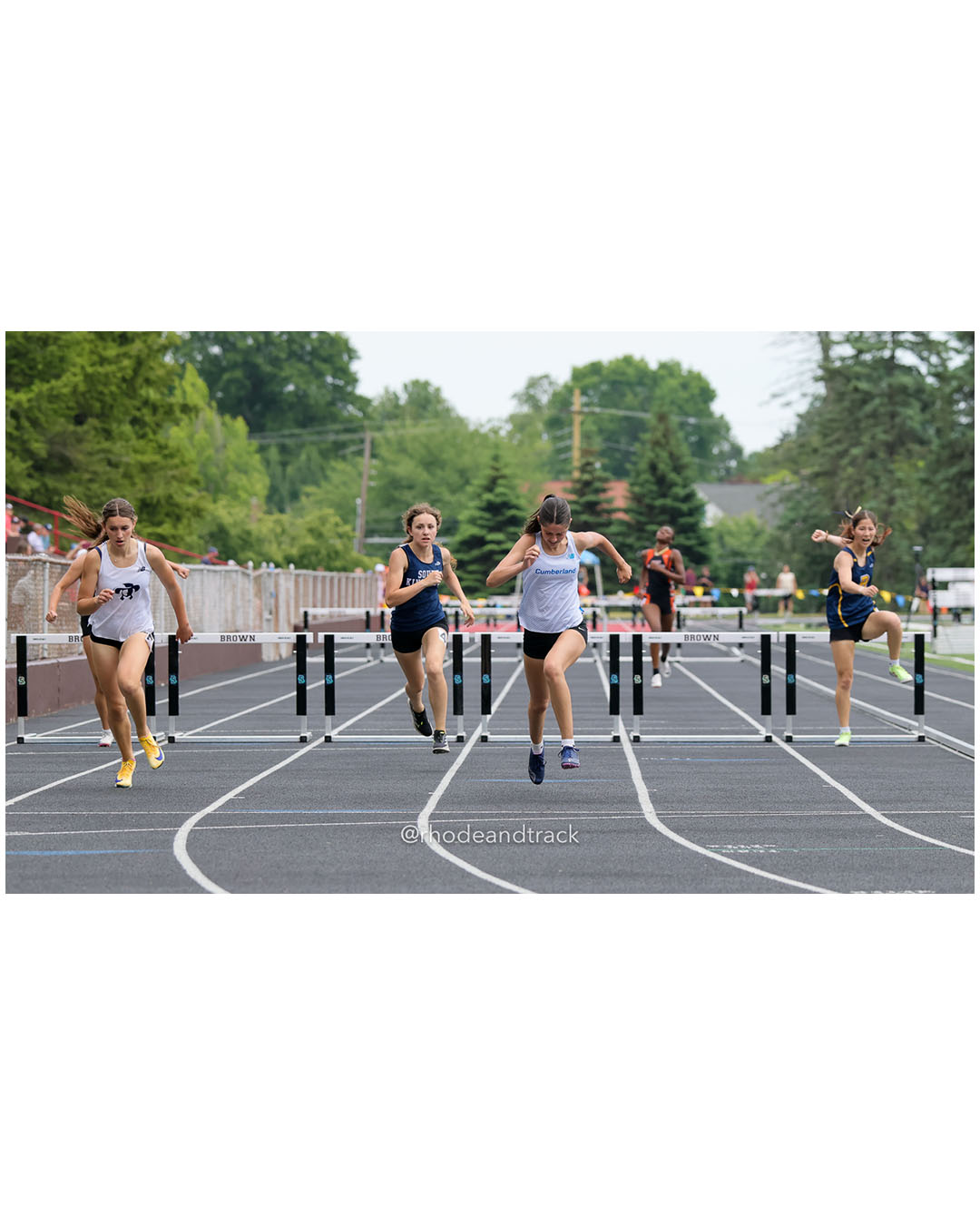 Madeline Coyne, Cumberland, 11 - Sybil Lorincz, Moses Brown School, 9 - Luciana Starkey, South Kingstown High School, 9 - Soo Yeon Park, Barrington High School, 10 - 2026 RI Outdoor Track and Field State Championships - Brown Stadium - Providence, Rhode Island - June 06, 2026 File: ./dir-300-Hurdles/260606-2026-RI-Outdoor-Track-And-Field-State-Championships-Brown-649-296A8020.jpg Madeline Coyne, Cumberland, 11 - Sybil Lorincz, Moses Brown School, 9 - Luciana Starkey, South Kingstown High School, 9 - Soo Yeon Park, Ba…