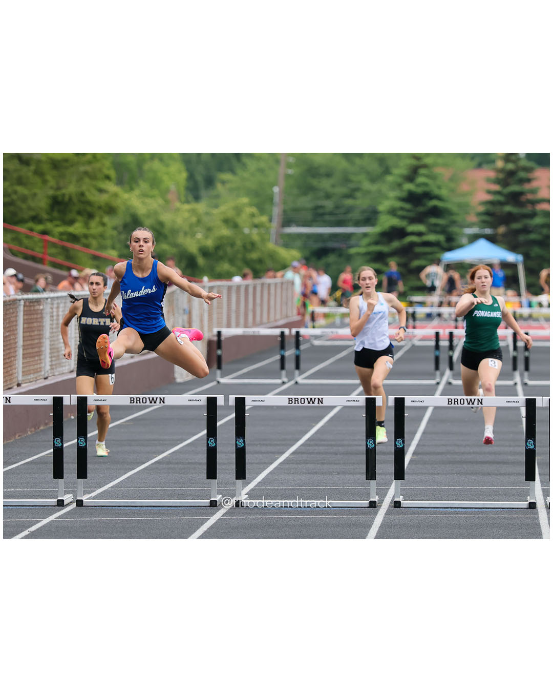 Maya Ferris, Middletown High School, 10 - Elena Pacheco, Cumberland, 11 - Julianna Williams, North Kingstown High School, 12 - Loosaper Tate, Portsmouth High School, 10 - Anna Lafontaine, Ponaganset High School, 11 - 2026 RI Outdoor Track and Field State Championships - Brown Stadium - Providence, Rhode Island - June 06, 2026 File: ./dir-300-Hurdles/260606-2026-RI-Outdoor-Track-And-Field-State-Championships-Brown-652-296A8284.jpg Maya Ferris, Middletown High School, 10 - Elena Pacheco, Cumberland, 11 - Julianna Williams, North Kingstown High School, 12 - Loosaper Tat…