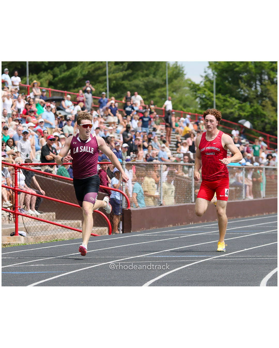 Garrett Giroux-Pezzullo, La Salle Academy, 12 - Justin Jardine, East Providence High School, 12 - 2026 RI Outdoor Track and Field State Championships - Brown Stadium - Providence, Rhode Island - June 06, 2026 File: ./dir-400m/260606-2026-RI-Outdoor-Track-And-Field-State-Championships-Brown-580-296A4880.jpg Garrett Giroux-Pezzullo, La Salle Academy, 12 - Justin Jardine, East Providence High School, 12 - 2026 RI Outdoor Track and Field State Cha…
