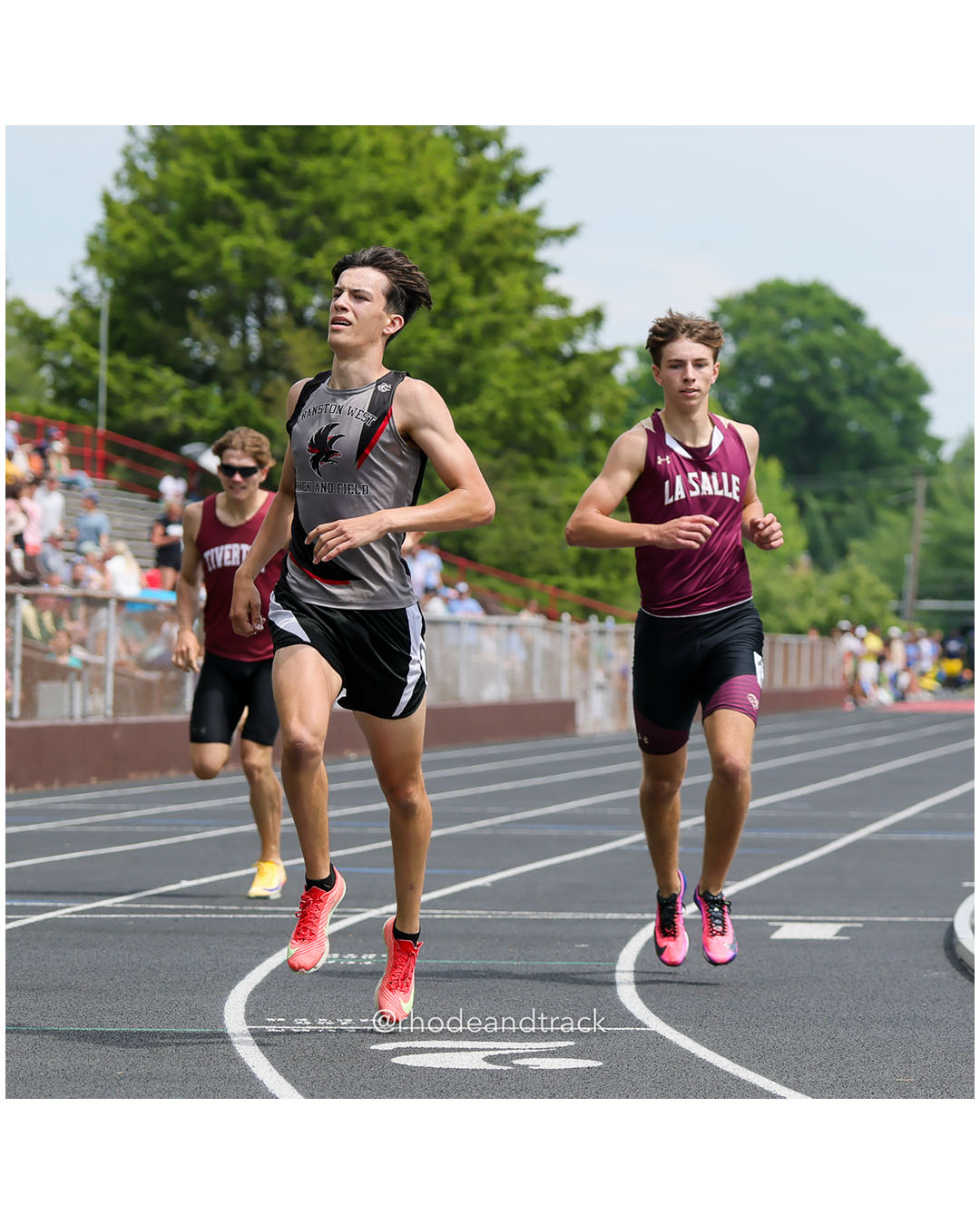 Brad Laforest, La Salle Academy, 10 - Ryan Stoloff, Cranston West HS, 12 - Colin Messenger, Tiverton, 12 - 2026 RI Outdoor Track and Field State Championships - Brown Stadium - Providence, Rhode Island - June 06, 2026 File: ./dir-400m/260606-2026-RI-Outdoor-Track-And-Field-State-Championships-Brown-581-296A4928.jpg Brad Laforest, La Salle Academy, 10 - Ryan Stoloff, Cranston West HS, 12 - Colin Messenger, Tiverton, 12 - 2026 RI Outdoor Track and Field…