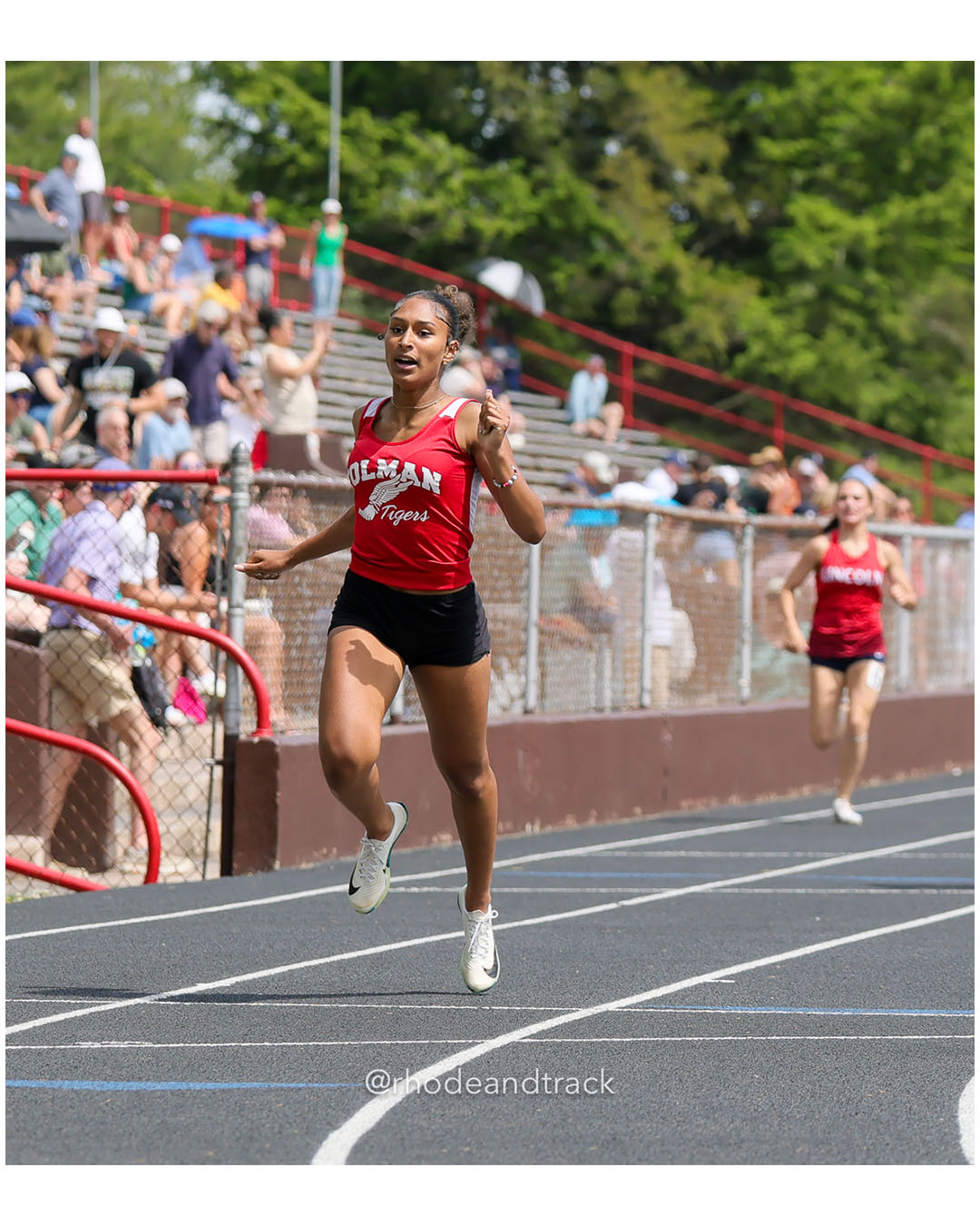 Jasleen Freitas, Tolman High School, 11 - Olivia Tucker, La Salle Academy, 10 - Hannah Clarke, North Kingstown High School, 9 - Alyssa Lopes, Lincoln High School, 11 - Lena Reilly, La Salle Academy, 9 - Ezrie Zahlany, Lincoln High School, 11 - 2026 RI Outdoor Track and Field State Championships - Brown Stadium - Providence, Rhode Island - June 06, 2026 File: ./dir-400m/260606-2026-RI-Outdoor-Track-And-Field-State-Championships-Brown-605-296A5666.jpg Jasleen Freitas, Tolman High School, 11 - Olivia Tucker, La Salle Academy, 10 - Hannah Clarke, North Kingstown High School, 9 - Alyssa Lope…