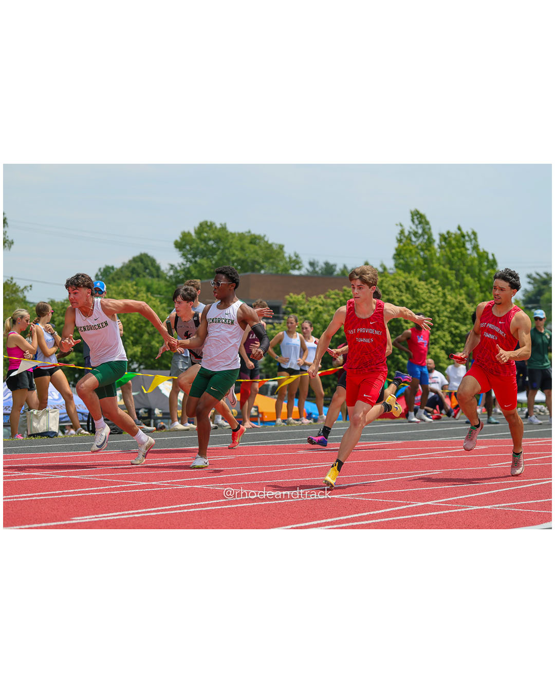 Bishop Hendricken High School, Bishop Hendricken High School - East Providence High School, East Providence High School - 2026 RI Outdoor Track and Field Championships - Brown Stadium - Providence, Rhode Island - June 06, 2026 File: ./dir-4x100/260606-2026-RI-Outdoor-Track-And-Field-State-Championships-Brown-378-296A6290.jpg Bishop Hendricken High School, Bishop Hendricken High School - East Providence High School, East Providence High School - 2026 RI Outdoor T…