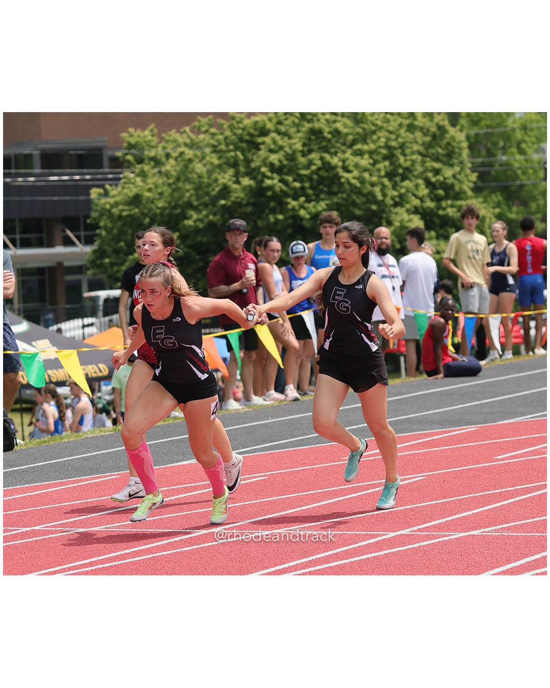 East Greenwich High School, East Greenwich High School - North Providence High School, North Providence High School - 2026 RI Outdoor Track and Field Championships - Brown Stadium - Providence, Rhode Island - June 06, 2026 File: ./dir-4x100/260606-2026-RI-Outdoor-Track-And-Field-State-Championships-Brown-391-296A6599.jpg East Greenwich High School, East Greenwich High School - North Providence High School, North Providence High School - 2026 RI Outdoor Track…