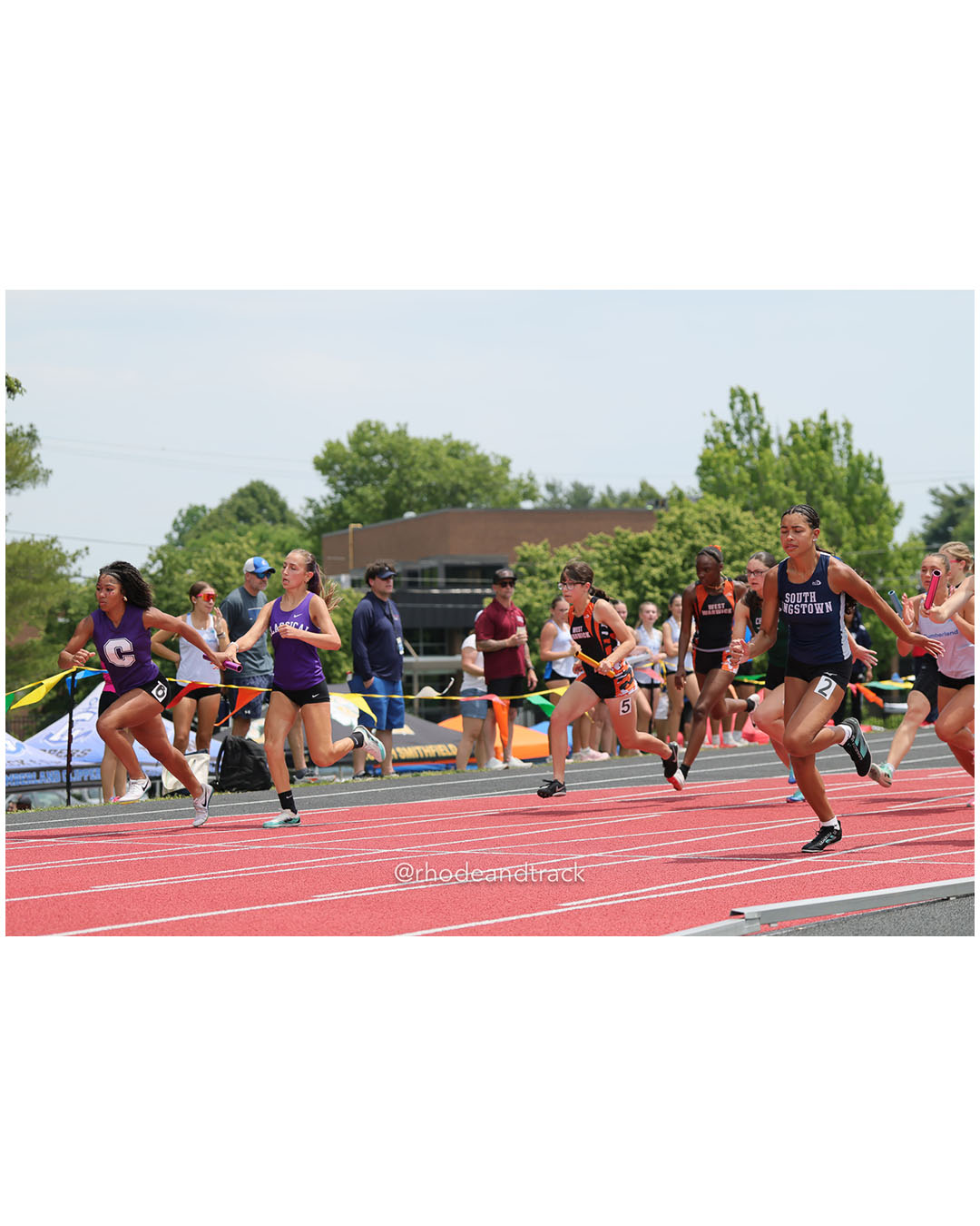 Classical High School, Classical High School - West Warwick High School, West Warwick High School - South Kingstown High School, South Kingstown High School - 2026 RI Outdoor Track and Field Championships - Brown Stadium - Providence, Rhode Island - June 06, 2026 File: ./dir-4x100/260606-2026-RI-Outdoor-Track-And-Field-State-Championships-Brown-397-296A6668.jpg Classical High School, Classical High School - West Warwick High School, West Warwick High School - South Kingstown High School, South King…