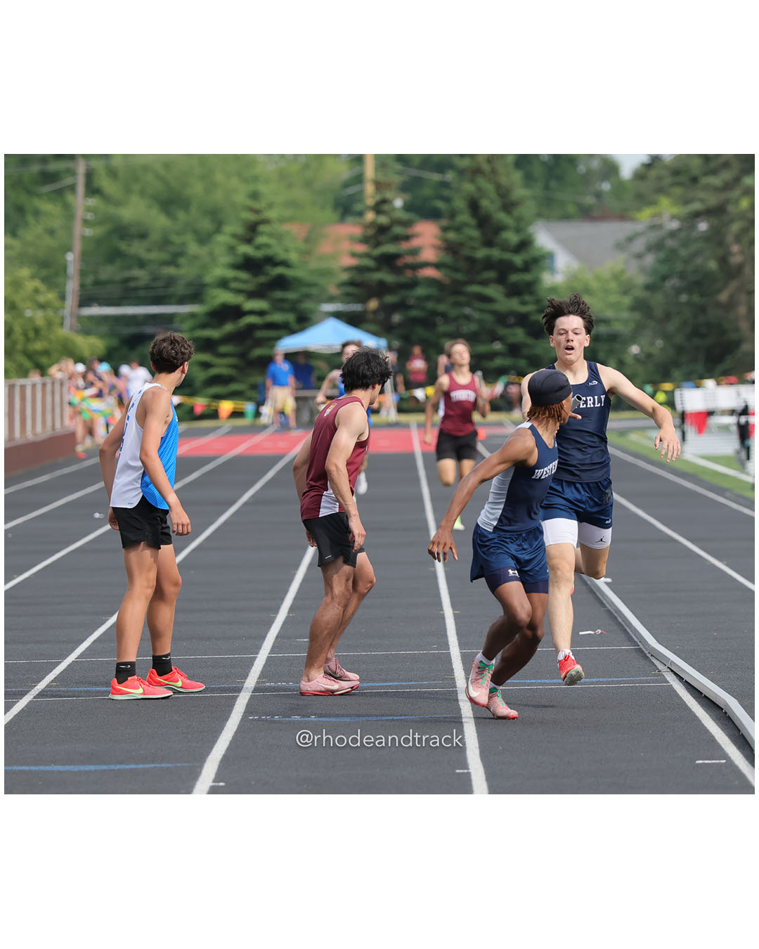 Westerly High School, Westerly High School - 2026 RI Outdoor Track and Field State Championships - Brown Stadium - Providence, Rhode Island - June 06, 2026 File: ./dir-4x400m/260606-2026-RI-Outdoor-Track-And-Field-State-Championships-Brown-882-296A7637.jpg Westerly High School, Westerly High School - 2026 RI Outdoor Track and Field State Championships - Brown Stadium - Providence, Rhode Island…