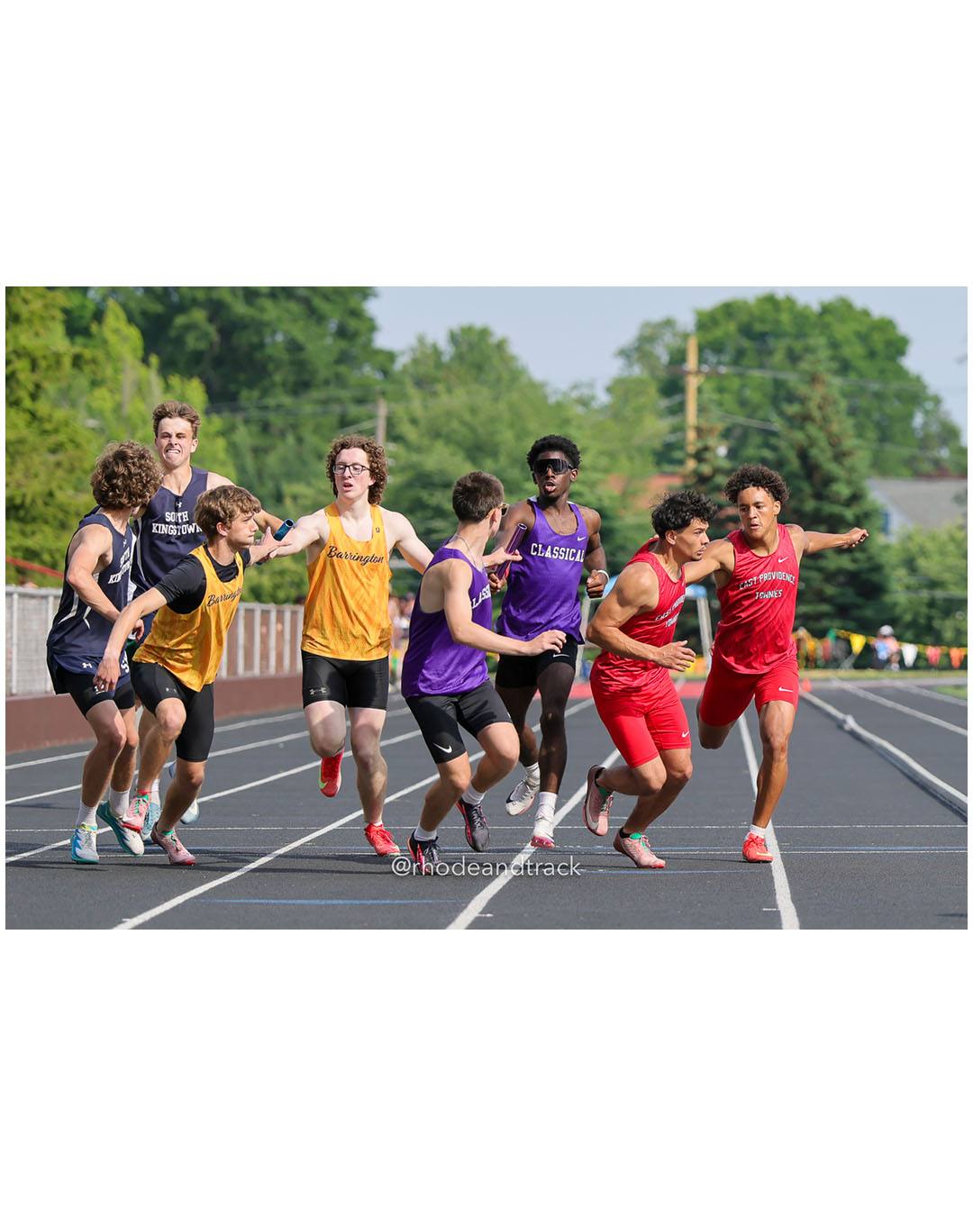 East Providence High School, East Providence High School - Classical High School, Classical High School - Barrington High School, Barrington High School - 2026 RI Outdoor Track and Field State Championships - Brown Stadium - Providence, Rhode Island - June 06, 2026 File: ./dir-4x400m/260606-2026-RI-Outdoor-Track-And-Field-State-Championships-Brown-929-296A8680.jpg East Providence High School, East Providence High School - Classical High School, Classical High School - Barrington High School, Barringto…