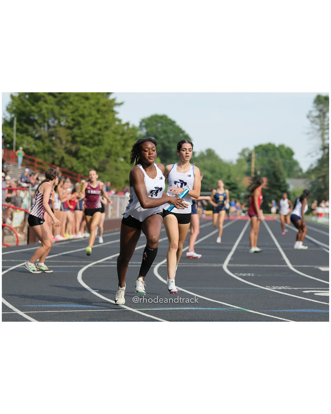 Charli McCue, Cumberland, 12 - Karuna Lohmann, Narragansett High School, 12 - Ellie Jackson, Ponaganset High School, 12 - Moses Brown School, Moses Brown School - 2026 RI Outdoor Track and Field State Championships - Brown Stadium - Providence, Rhode Island - June 06, 2026 File: ./dir-4x400m/260606-2026-RI-Outdoor-Track-And-Field-State-Championships-Brown-988-296A0381_1.jpg Charli McCue, Cumberland, 12 - Karuna Lohmann, Narragansett High School, 12 - Ellie Jackson, Ponaganset High School, 12 - Moses Brown Schoo…