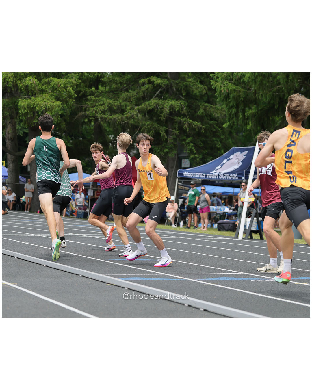 Barrington High School, Barrington High School - La Salle Academy, La Salle Academy - Chariho Regional High School, Chariho Regional High School - 2026 RI Outdoor Track and Field Championships - Brown Stadium - Providence, Rhode Island - June 06, 2026 File: ./dir-4x800/260606-2026-RI-Outdoor-Track-And-Field-State-Championships-Brown-153-296A2885.jpg Barrington High School, Barrington High School - La Salle Academy, La Salle Academy - Chariho Regional High School, Chariho Regional High S…