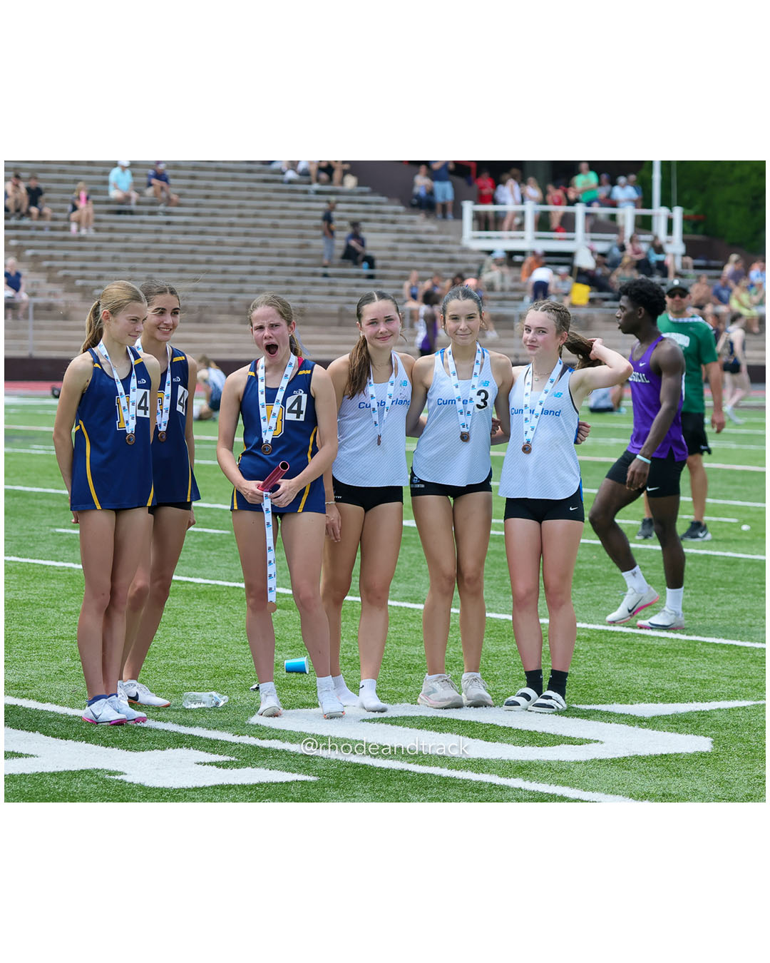 Cumberland, Cumberland - Barrington High School, Barrington High School - 2026 RI Outdoor Track and Field Championships - Brown Stadium - Providence, Rhode Island - June 06, 2026 File: ./dir-4x800/260606-2026-RI-Outdoor-Track-And-Field-State-Championships-Brown-382-296A6369.jpg Cumberland, Cumberland - Barrington High School, Barrington High School - 2026 RI Outdoor Track and Field Championships - Brown Stadium - P…