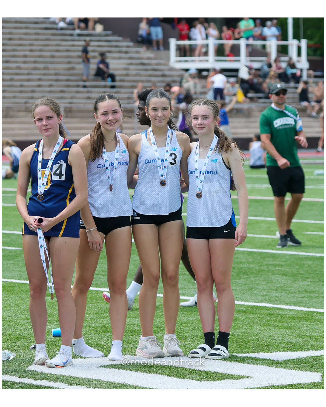 Cumberland, Cumberland - Barrington High School, Barrington High School - 2026 RI Outdoor Track and Field Championships - Brown Stadium - Providence, Rhode Island - June 06, 2026 File: ./dir-4x800/260606-2026-RI-Outdoor-Track-And-Field-State-Championships-Brown-383-296A6386.jpg Cumberland, Cumberland - Barrington High School, Barrington High School - 2026 RI Outdoor Track and Field Championships - Brown Stadium - P…