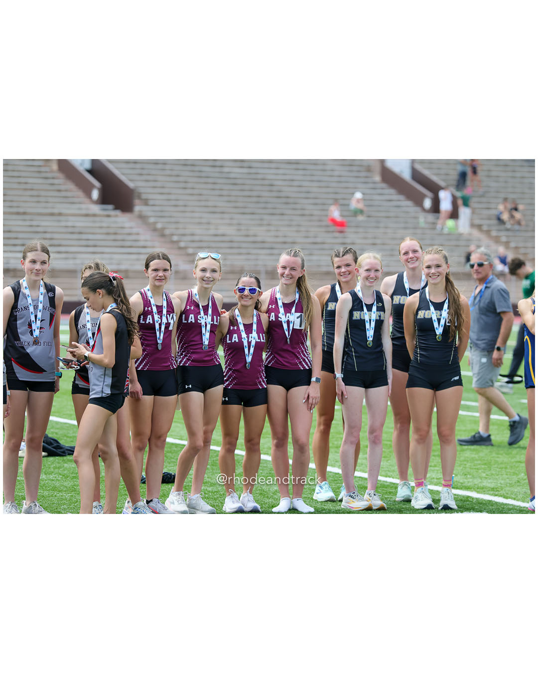 La Salle Academy, La Salle Academy - North Kingstown High School, North Kingstown High School - 2026 RI Outdoor Track and Field Championships - Brown Stadium - Providence, Rhode Island - June 06, 2026 File: ./dir-4x800/260606-2026-RI-Outdoor-Track-And-Field-State-Championships-Brown-387-296A6529.jpg La Salle Academy, La Salle Academy - North Kingstown High School, North Kingstown High School - 2026 RI Outdoor Track and Field Championshi…