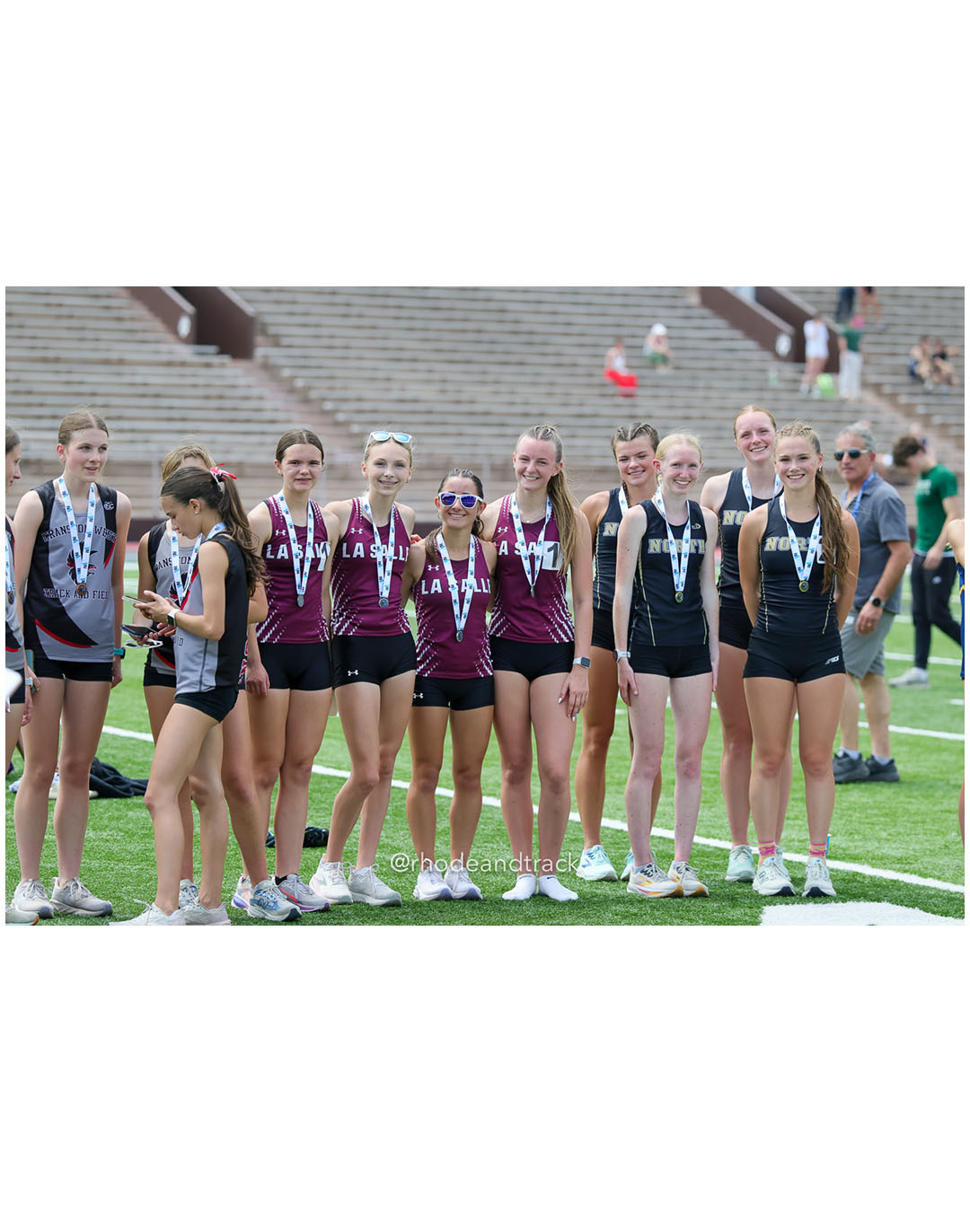 La Salle Academy, La Salle Academy - North Kingstown High School, North Kingstown High School - Cranston West HS, Cranston West HS - 2026 RI Outdoor Track and Field Championships - Brown Stadium - Providence, Rhode Island - June 06, 2026 File: ./dir-4x800/260606-2026-RI-Outdoor-Track-And-Field-State-Championships-Brown-388-296A6537.jpg La Salle Academy, La Salle Academy - North Kingstown High School, North Kingstown High School - Cranston West HS, Cranston West HS - 2026 R…