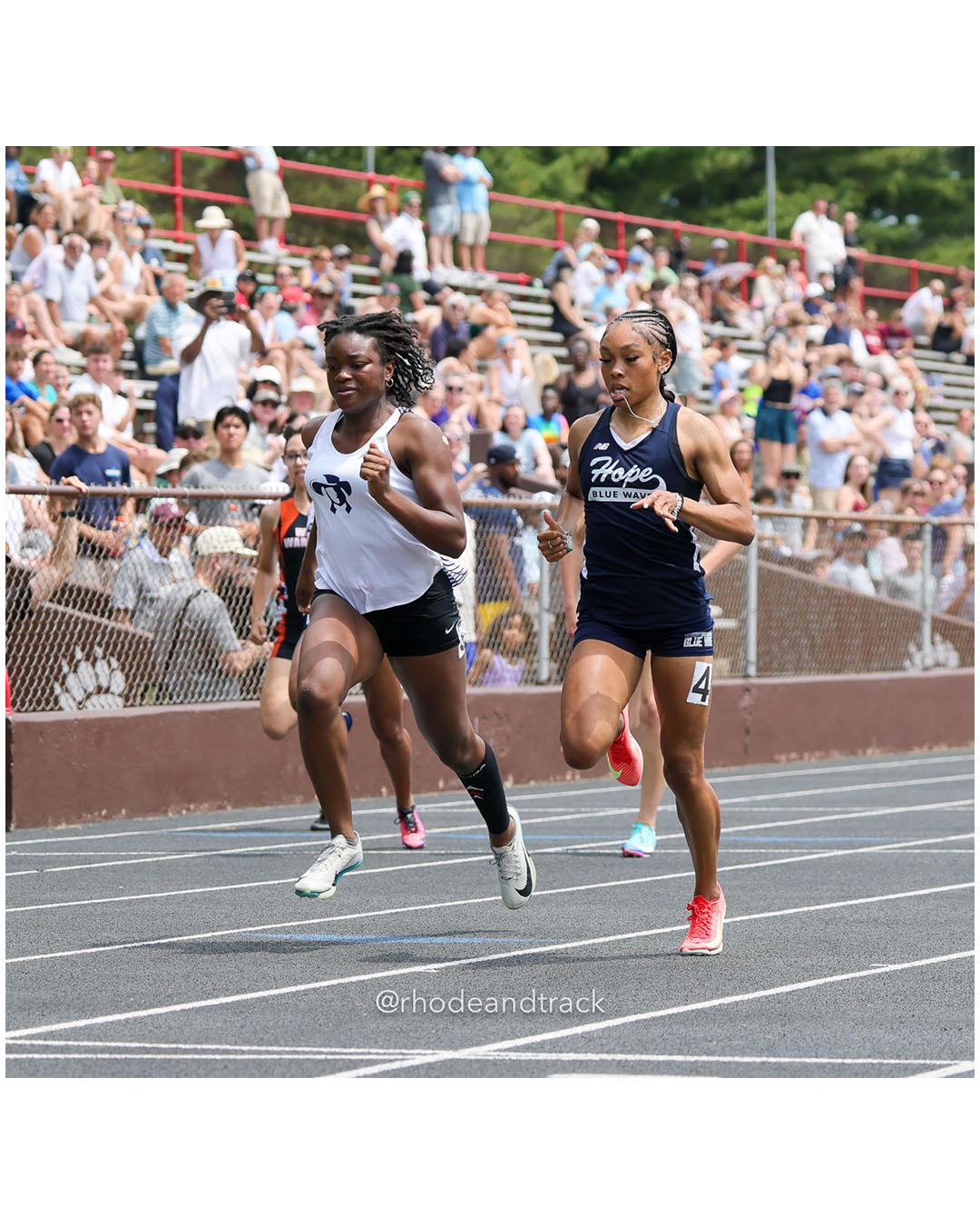 Kendra Satine, Moses Brown School, 12 - Zariyah Brown, Hope High School, 12 - Jailynn Huffman, West Warwick High School, 12 - 2026 RI Outdoor Track and Field Championships - Brown Stadium - Providence, Rhode Island - June 06, 2026 File: ./dir-Dash/260606-2026-RI-Outdoor-Track-And-Field-State-Championships-Brown-487-296A9266.jpg Kendra Satine, Moses Brown School, 12 - Zariyah Brown, Hope High School, 12 - Jailynn Huffman, West Warwick High School, 12 - 2026 RI Outdo…
