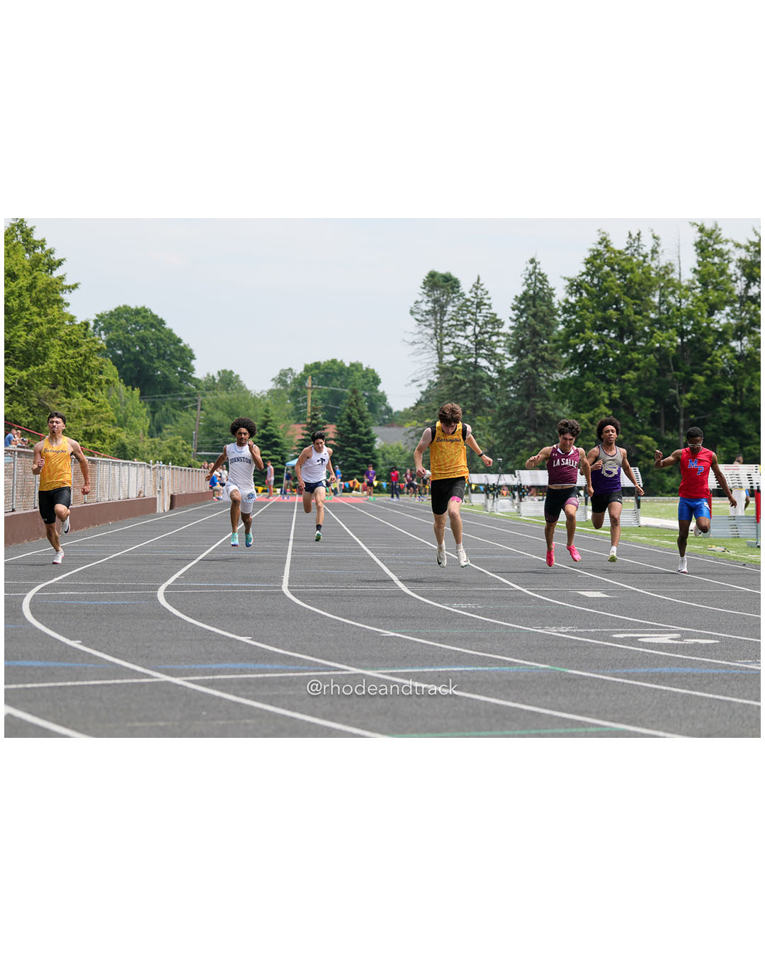 Patrick Trainor, Barrington High School, 12 - Jackson Alves, La Salle Academy, 11 - Melvin Howard, St. Raphael Academy, 12 - Mckeene Keith, Mount Pleasant High School, 12 - Albert Nunez, Johnston High School, 11 - Walker Brown, Moses Brown School, 12 - Danny Serna, Barrington High School, 12 - 2026 RI Outdoor Track and Field State Championships - Brown Stadium - Providence, Rhode Island - June 06, 2026 File: ./dir-Dash/260606-2026-RI-Outdoor-Track-And-Field-State-Championships-Brown-502-296A0756.jpg Patrick Trainor, Barrington High School, 12 - Jackson Alves, La Salle Academy, 11 - Melvin Howard, St. Raphael Academy, 12 - Mckeene Keith,…