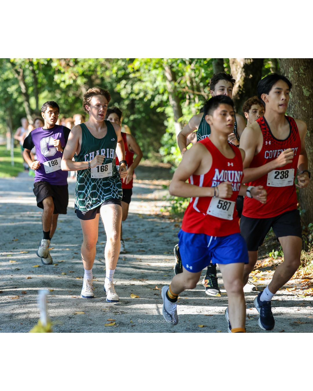#1587 Carley Raposo, North Kingstown High School; #238 Braden Woodcock, Coventry High School, 5k Run - Boys (W Johnston), P63, 21:57.51; #1…