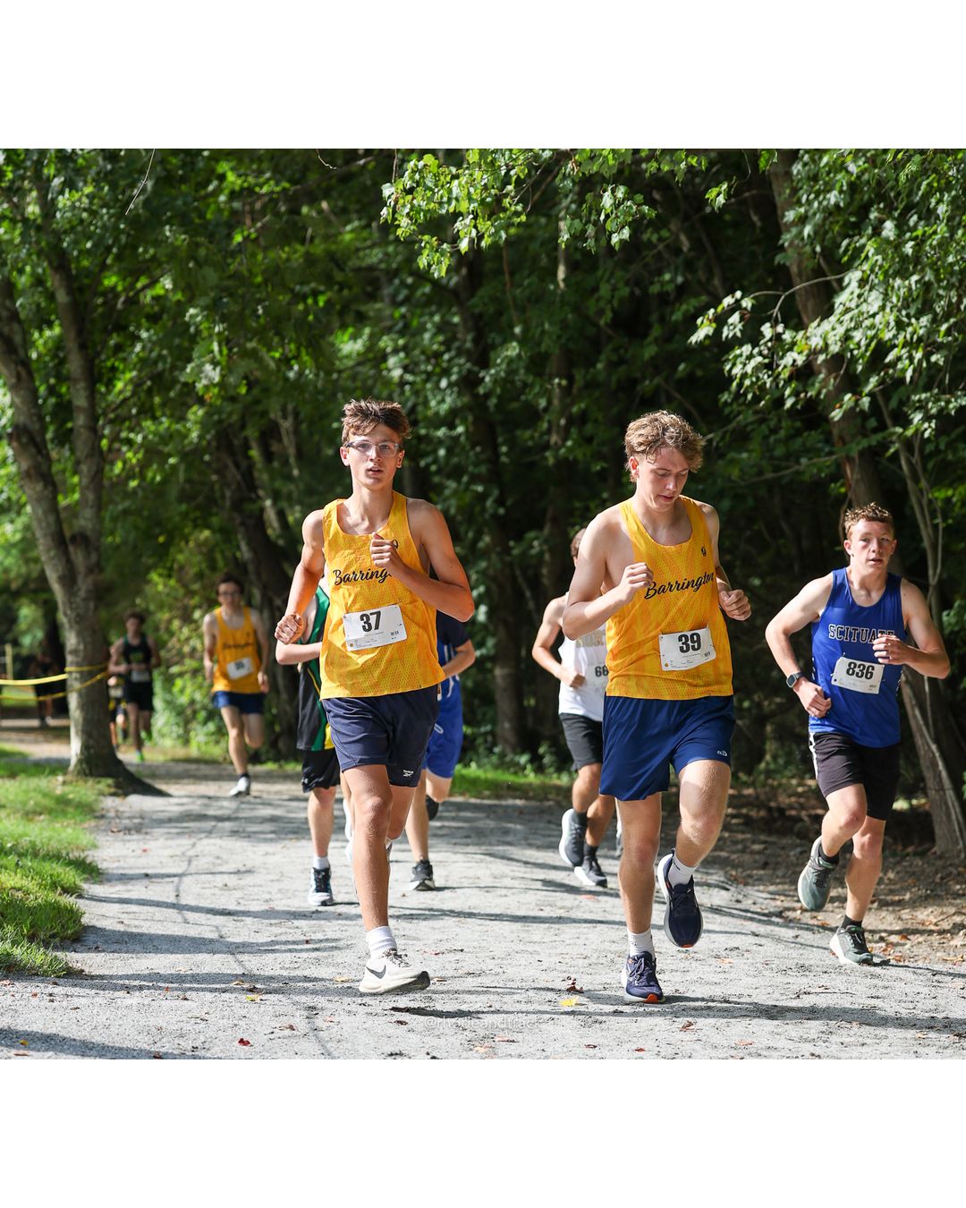 #39 James Griffin, Barrington High School, 5k Run - Boys (K Johnston), P77, 21:29.54; #836 Logan Wood, Scituate High School, 5k Run - Boys (K Johnston), P122, 26:35.39; #37 Jackson Gill, Barrington High School, 5k Run - Boys (K Johnston), P93, 22:25.61 - #836 Logan Wood, Scituate High School, 5k Run - Boys (K Johnston), P122, 26:35.39; #39 James Griffin, Barrington High School, 5k Run - Boys (K Johnston), P77, 21:29.54 - 2026 Injury Fund Carnival XC - Deerfield Park - Greenville, Rhode Island - September 05, 2026 File: ./dir-3-5k_Run-Boys-K_Johnston/260905-2026-injury-fund-xc-deerfield-park-303-398A6767.jpg #39 James Griffin, Barrington High School, 5k Run - Boys (K Johnston), P77, 21:29.54; #836 Logan Wood, Scituate High School, 5k Run - Boys…
