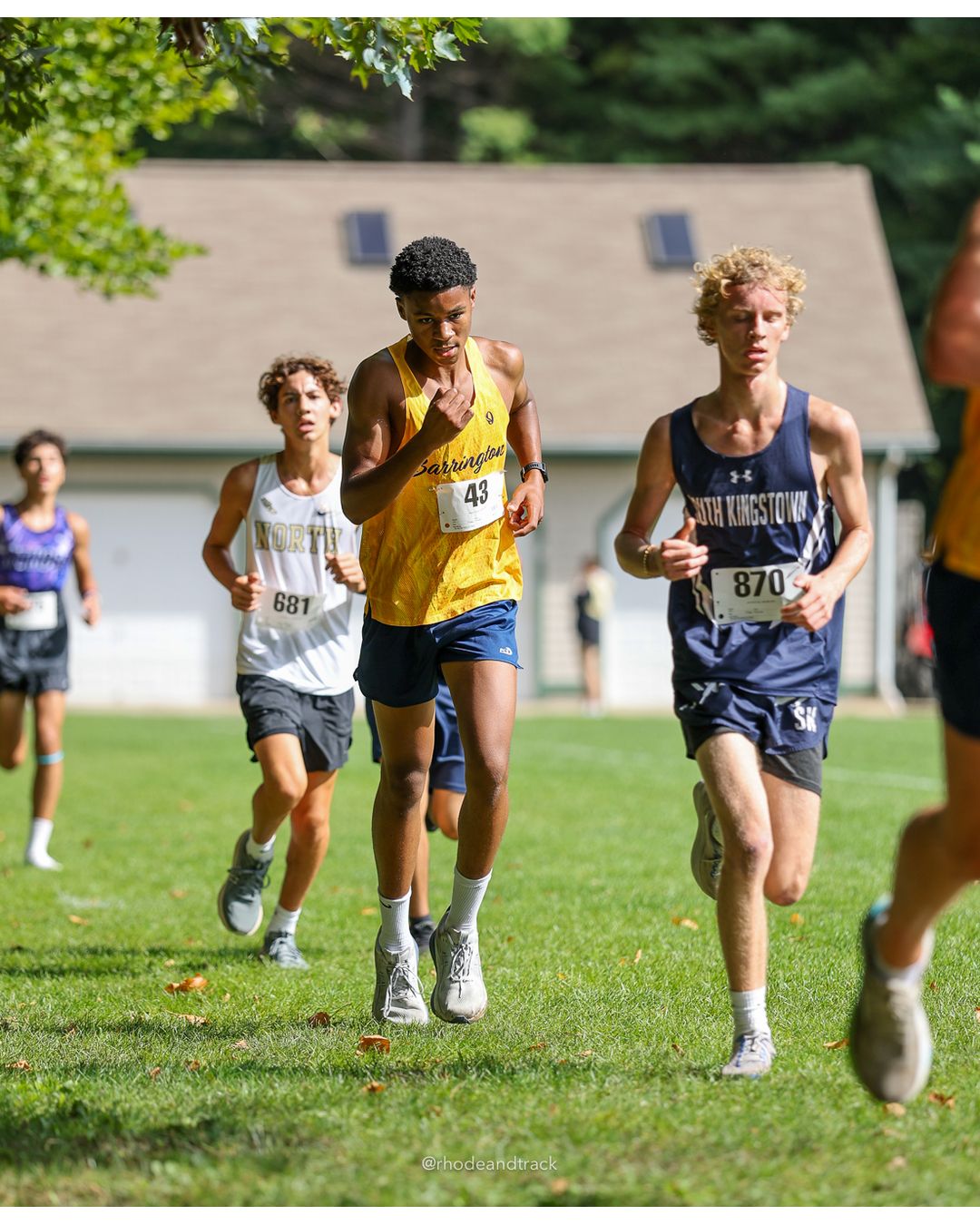 #870 Sam Allan, South Kingstown High School, 5k Run - Boys (K Johnston), P60, 20:27.83; #681 James Vieira, North Kingstown High School, 5k Run - Boys (K Johnston), P63, 20:38.86; #43 Julien LeBlanc, Barrington High School, 5k Run - Boys (K Johnston), P57, 20:25.39 - #870 Sam Allan, South Kingstown High School, 5k Run - Boys (K Johnston), P60, 20:27.83; #681 James Vieira, North Kingstown High School, 5k Run - Boys (K Johnston), P63, 20:38.86 - 2026 Injury Fund Carnival XC - Deerfield Park - Greenville, Rhode Island - September 05, 2026 File: ./dir-3-5k_Run-Boys-K_Johnston/260905-2026-injury-fund-xc-deerfield-park-365-398A7331.jpg #870 Sam Allan, South Kingstown High School, 5k Run - Boys (K Johnston), P60, 20:27.83; #681 James Vieira, North Kingstown High School, 5k…