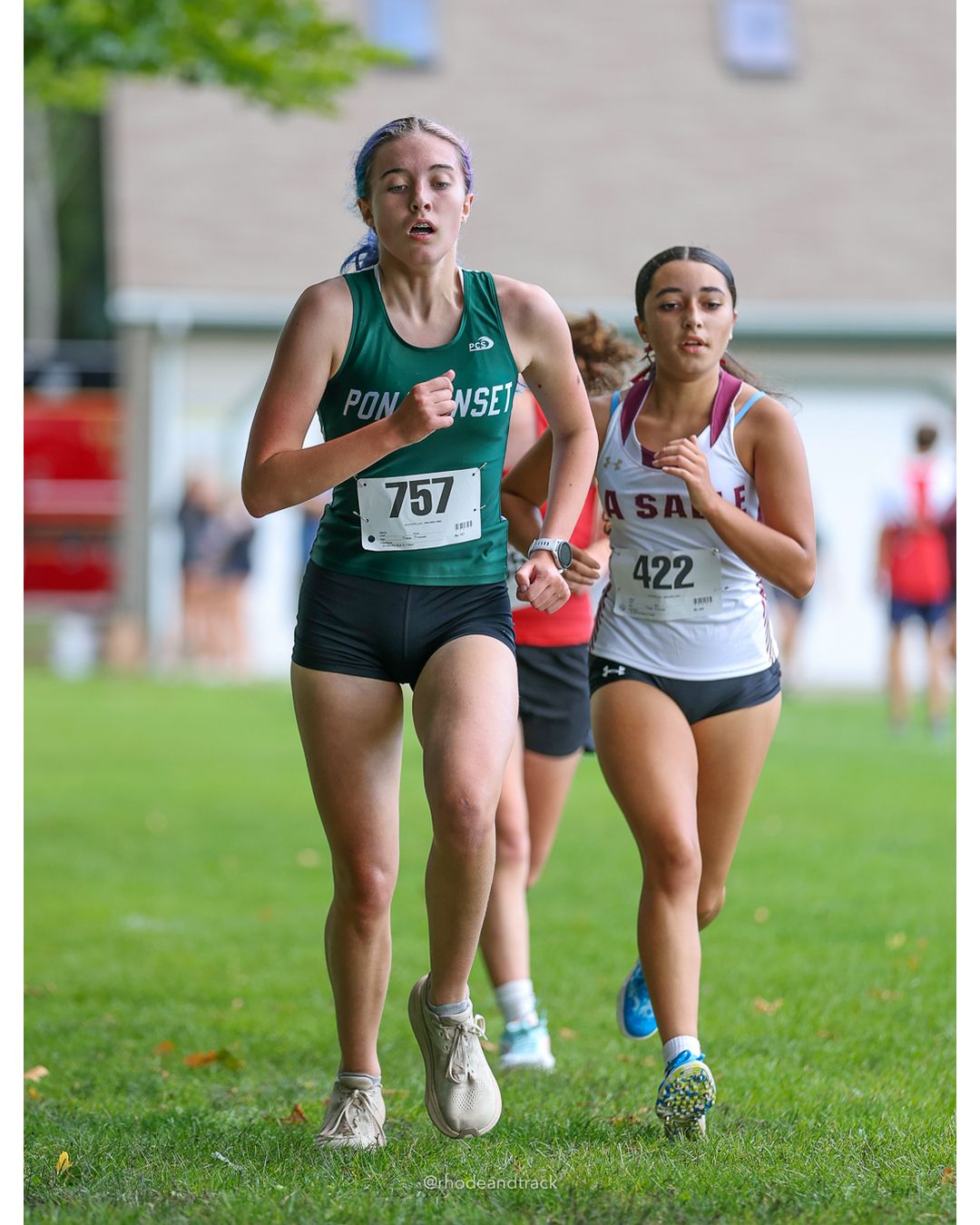 #757 Eva Sayers, Ponaganset High School, 5k Run - Girls (Hindley), P22, 24:20.59; #422 Nyla Crespo, La Salle Academy, 5k Run - Girls (Hindley), P19, 23:23.05 - #422 Nyla Crespo, La Salle Academy, 5k Run - Girls (Hindley), P19, 23:23.05 - 2026 Injury Fund Carnival XC - Deerfield Park - Greenville, Rhode Island - September 05, 2026 File: ./dir-4-5k_Run-Girls-Hindley/260905-2026-injury-fund-xc-deerfield-park-584-398A0693.jpg #757 Eva Sayers, Ponaganset High School, 5k Run - Girls (Hindley), P22, 24:20.59; #422 Nyla Crespo, La Salle Academy, 5k Run - Girls (Hindl…