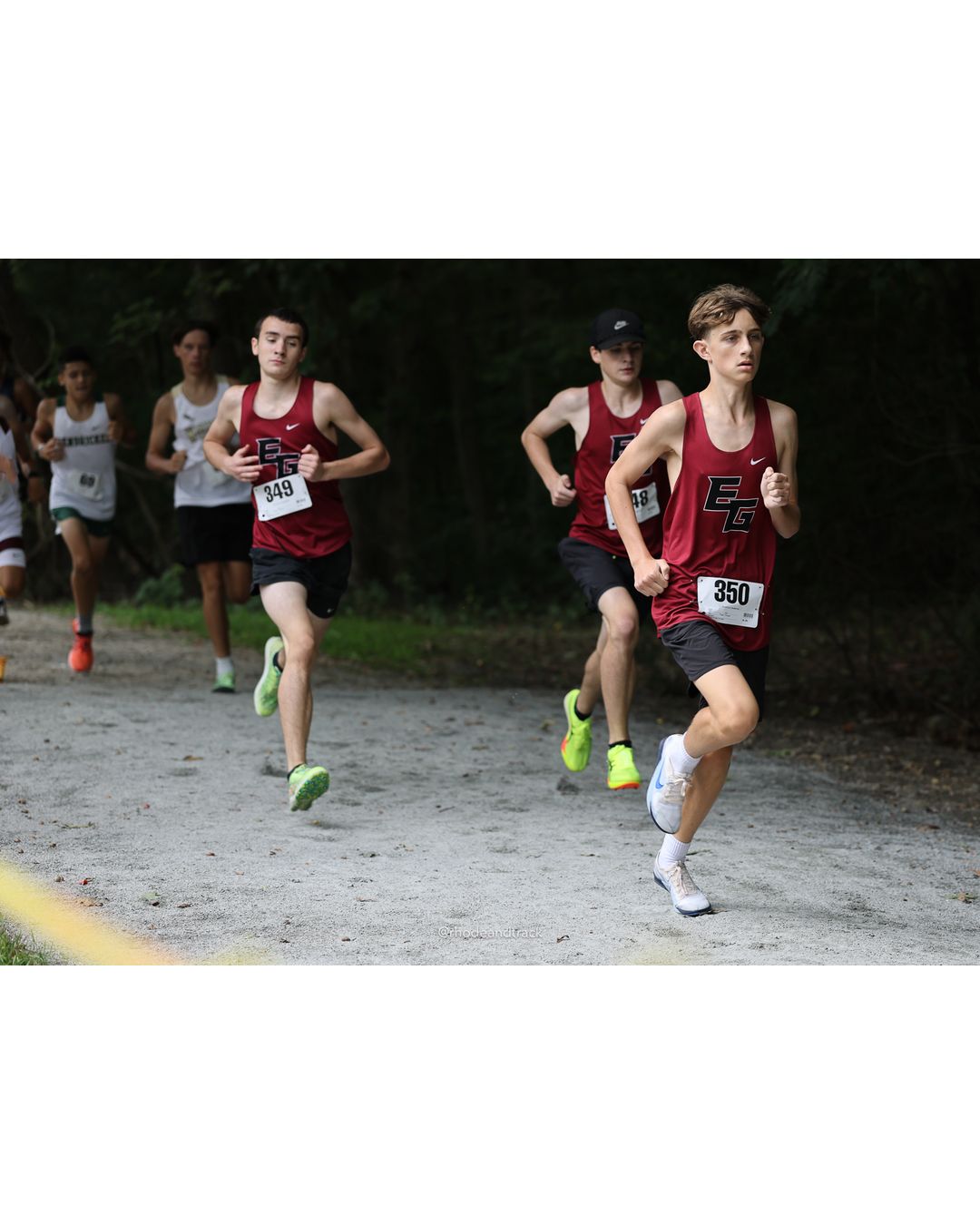 #350 Tyler Levy, East Greenwich High School, 4k Run - Boys (Dwyer), P1, 15:01.39; #349 Paul Lehmann, East Greenwich High School, 4k Run - Boys (Dwyer), P13, 16:38.83 - 2026 Injury Fund Carnival XC - Deerfield Park - Greenville, Rhode Island - September 05, 2026 File: ./dir-5-4k_Run-Boys-Dwyer/260905-2026-injury-fund-xc-deerfield-park-656-398A2046.jpg #350 Tyler Levy, East Greenwich High School, 4k Run - Boys (Dwyer), P1, 15:01.39; #349 Paul Lehmann, East Greenwich High School, 4k Run - B…