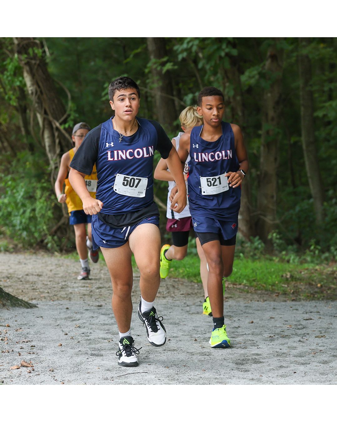 #507 Jace Barbieri, Lincoln High School, 4k Run - Boys (Dwyer), P124, 24:54.23; #521 Ethan Martins, Lincoln High School, 4k Run - Boys (Dwyer), P128, 26:27.49 - 2026 Injury Fund Carnival XC - Deerfield Park - Greenville, Rhode Island - September 05, 2026 File: ./dir-5-4k_Run-Boys-Dwyer/260905-2026-injury-fund-xc-deerfield-park-692-398A2522.jpg #507 Jace Barbieri, Lincoln High School, 4k Run - Boys (Dwyer), P124, 24:54.23; #521 Ethan Martins, Lincoln High School, 4k Run - Boys (Dwy…