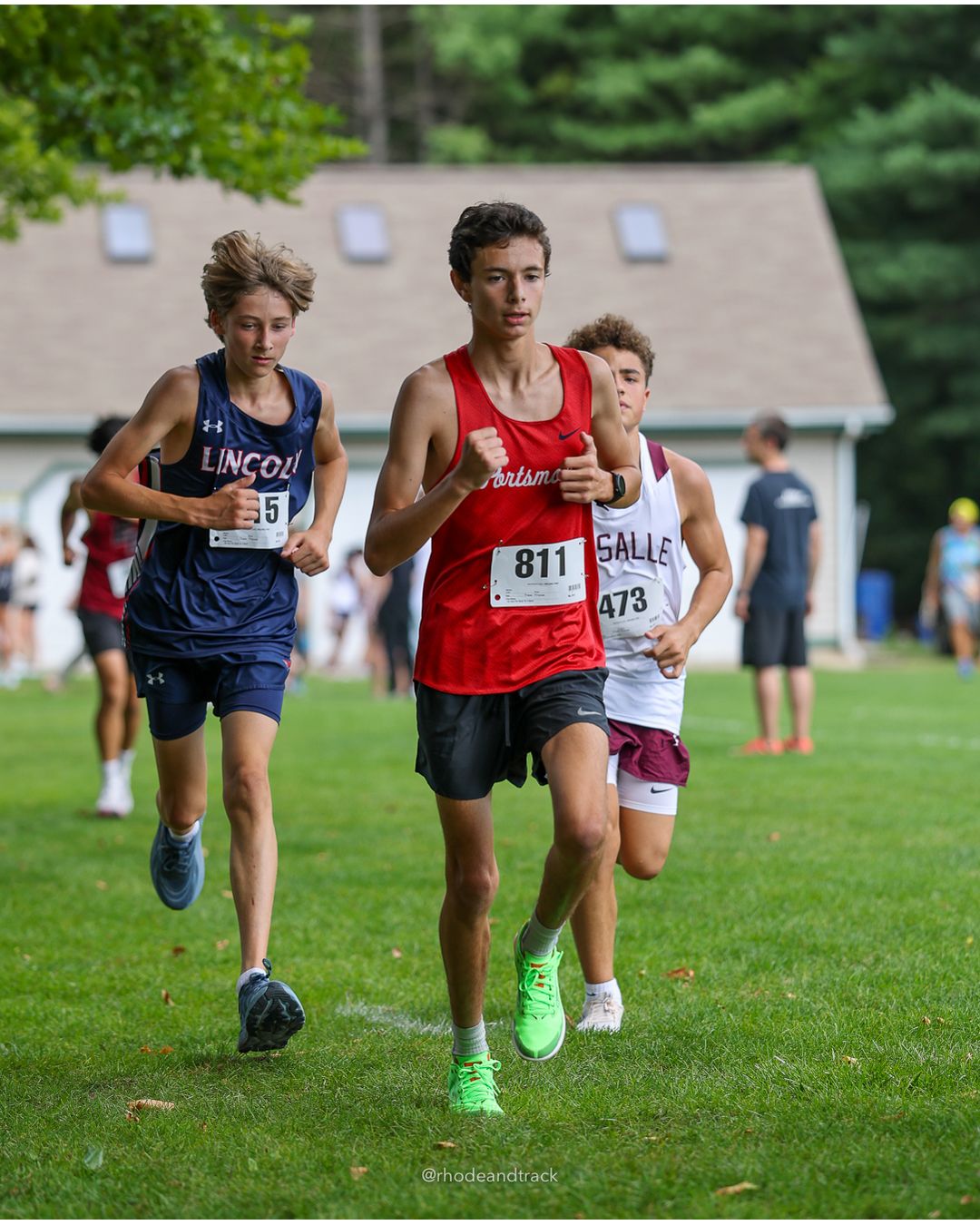#473 Trey Ponatrelli, La Salle Academy, 4k Run - Boys (Dwyer), P50, 18:21.12; #811 Luke Toro, Portsmouth High School, 4k Run - Boys (Dwyer), P57, 18:30.22 - 2026 Injury Fund Carnival XC - Deerfield Park - Greenville, Rhode Island - September 05, 2026 File: ./dir-5-4k_Run-Boys-Dwyer/260905-2026-injury-fund-xc-deerfield-park-751-398A3093.jpg #473 Trey Ponatrelli, La Salle Academy, 4k Run - Boys (Dwyer), P50, 18:21.12; #811 Luke Toro, Portsmouth High School, 4k Run - Boys (Dwyer)…