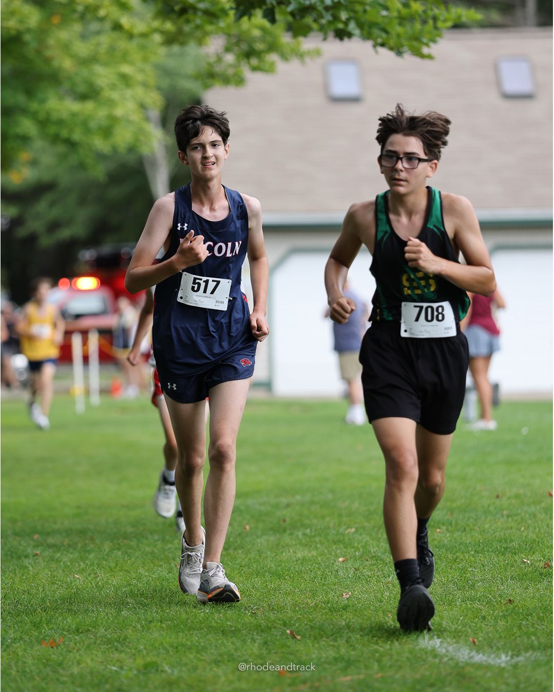 #708 David Gauthier, North Smithfield High School, 4k Run - Boys (Dwyer), P114, 23:25.10 - #517 Charlie Harrison, Lincoln High School, 4k Run - Boys (Dwyer), P116, 23:28.96; #708 David Gauthier, North Smithfield High School, 4k Run - Boys (Dwyer), P114, 23:25.10 - 2026 Injury Fund Carnival XC - Deerfield Park - Greenville, Rhode Island - September 05, 2026 File: ./dir-5-4k_Run-Boys-Dwyer/260905-2026-injury-fund-xc-deerfield-park-789-398A3579.jpg #708 David Gauthier, North Smithfield High School, 4k Run - Boys (Dwyer), P114, 23:25.10 - #517 Charlie Harrison, Lincoln High School, 4k R…