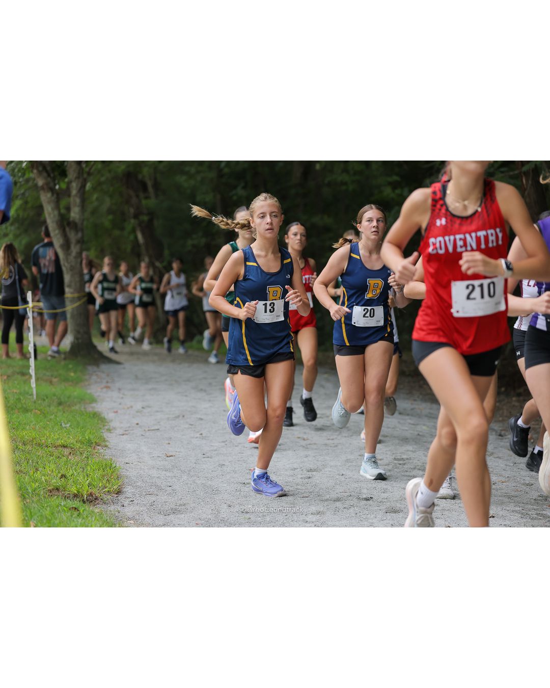 #210 Bella Medeiros, Coventry High School, 4k Run - Girls (Leddy), P31, 20:12.83; #20 Jenna Rotondo, Barrington High School, 4k Run - Girls (Leddy), P52, 22:30.86; #13 Molly Maloney, Barrington High School, 4k Run - Girls (Leddy), P49, 22:05.61 - #210 Bella Medeiros, Coventry High School, 4k Run - Girls (Leddy), P31, 20:12.83 - 2026 Injury Fund Carnival XC - Deerfield Park - Greenville, Rhode Island - September 05, 2026 File: ./dir-6-4k_Run-Girls-Leddy/260905-2026-injury-fund-xc-deerfield-park-950-398A5790.jpg #210 Bella Medeiros, Coventry High School, 4k Run - Girls (Leddy), P31, 20:12.83; #20 Jenna Rotondo, Barrington High School, 4k Run - Girls…