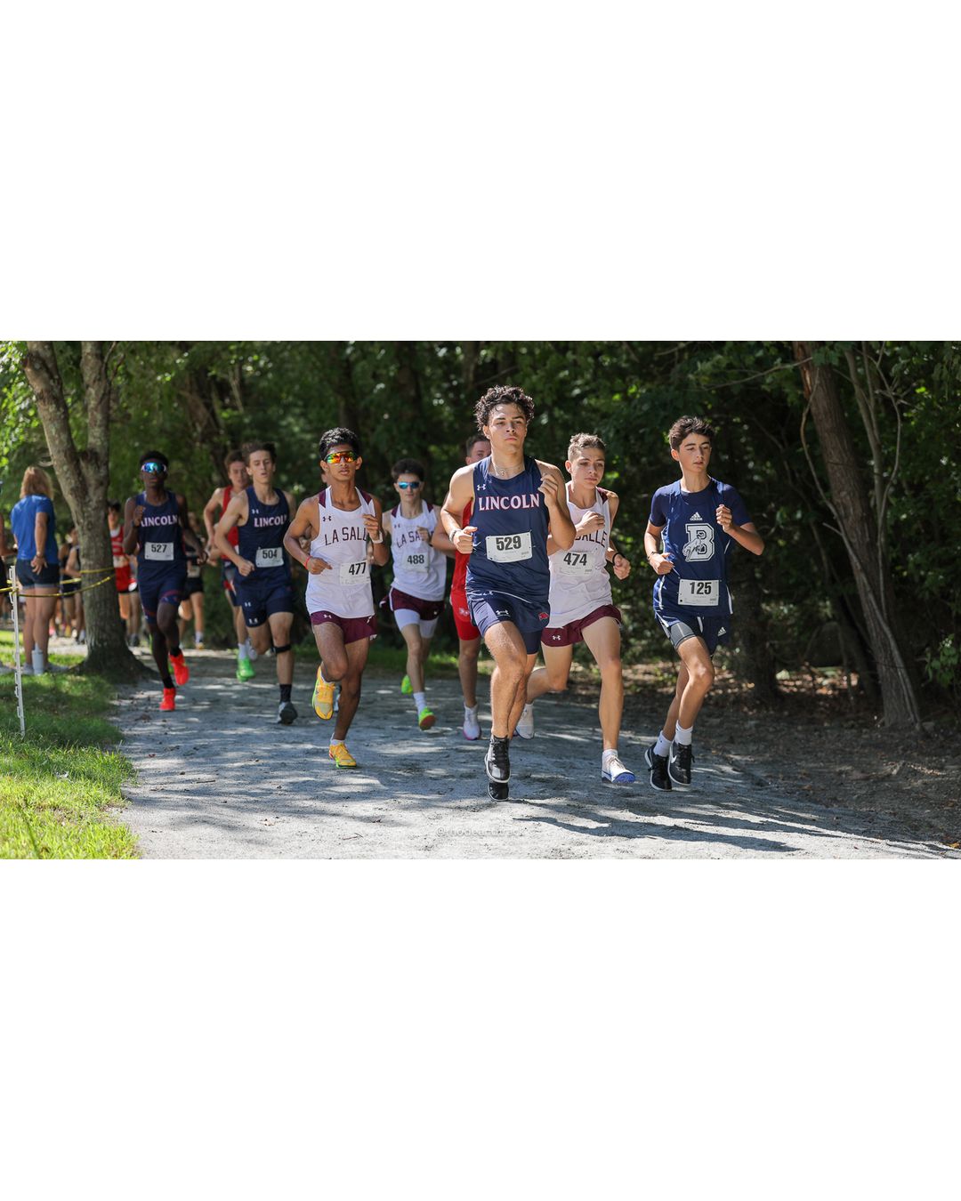 #474 Joseph Roberts, La Salle Academy, 5k Run - Boys (Myers), P9, 17:43.70 - #529 Dylan Van Cleve, Lincoln High School, 5k Run - Boys (Myers), P18, 18:32.23; #474 Joseph Roberts, La Salle Academy, 5k Run - Boys (Myers), P9, 17:43.70 - 2026 Injury Fund Carnival XC - Deerfield Park - Greenville, Rhode Island - September 05, 2026 File: ./dir-7-5k_Run-Boys-Myers/260905-2026-injury-fund-xc-deerfield-park-1075-398A7379.jpg #474 Joseph Roberts, La Salle Academy, 5k Run - Boys (Myers), P9, 17:43.70 - #529 Dylan Van Cleve, Lincoln High School, 5k Run - Boys (Myer…