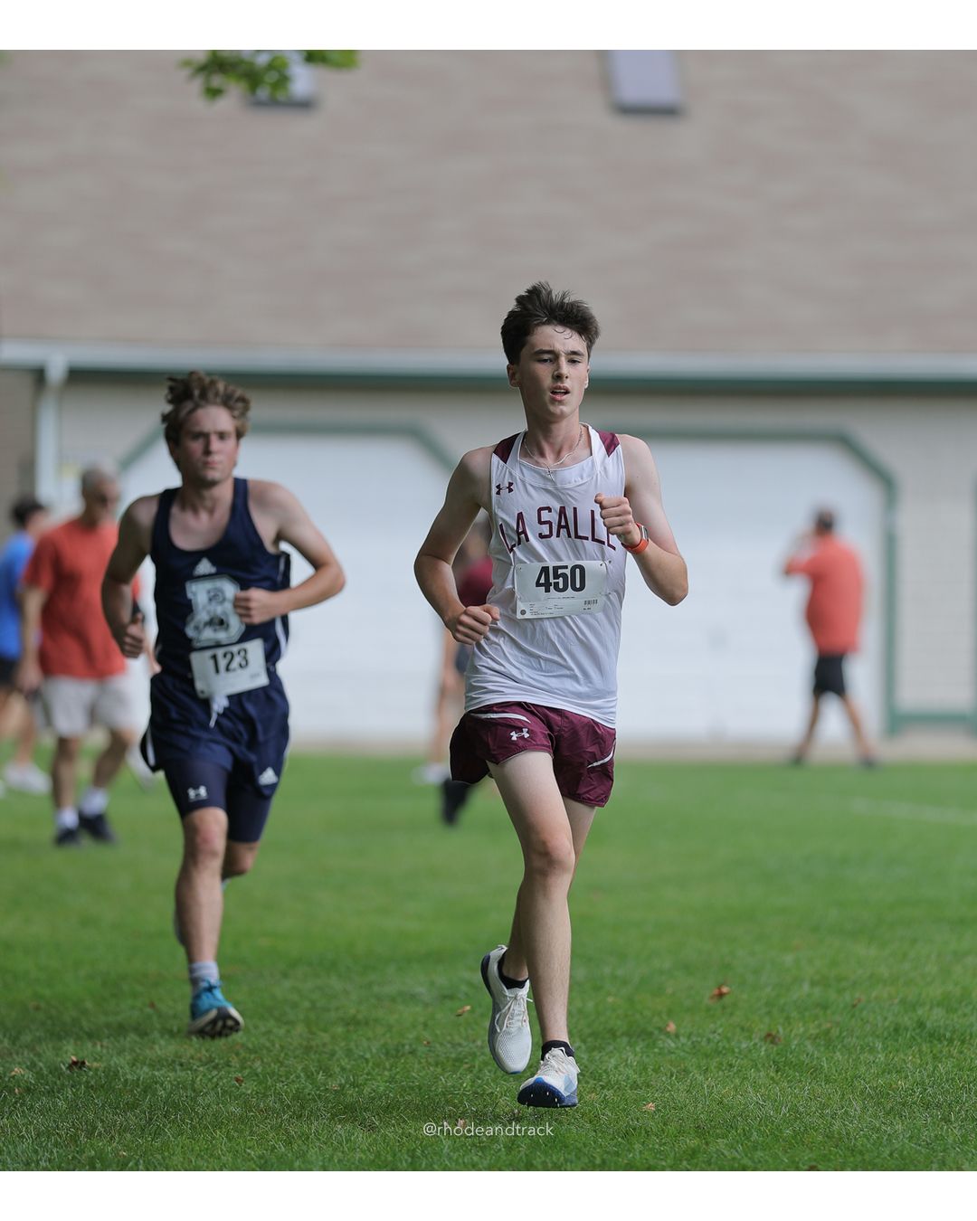#450 Matthew Bernasconi, La Salle Academy, 5k Run - Boys (Myers), P97, 24:09.33; #123 Christopher Faford, Burrillville High School, 5k Run - Boys (Myers), P96, 24:03.69 - #123 Christopher Faford, Burrillville High School, 5k Run - Boys (Myers), P96, 24:03.69 - 2026 Injury Fund Carnival XC - Deerfield Park - Greenville, Rhode Island - September 05, 2026 File: ./dir-7-5k_Run-Boys-Myers/260905-2026-injury-fund-xc-deerfield-park-1172-398A8681.jpg #450 Matthew Bernasconi, La Salle Academy, 5k Run - Boys (Myers), P97, 24:09.33; #123 Christopher Faford, Burrillville High School, 5k Run…