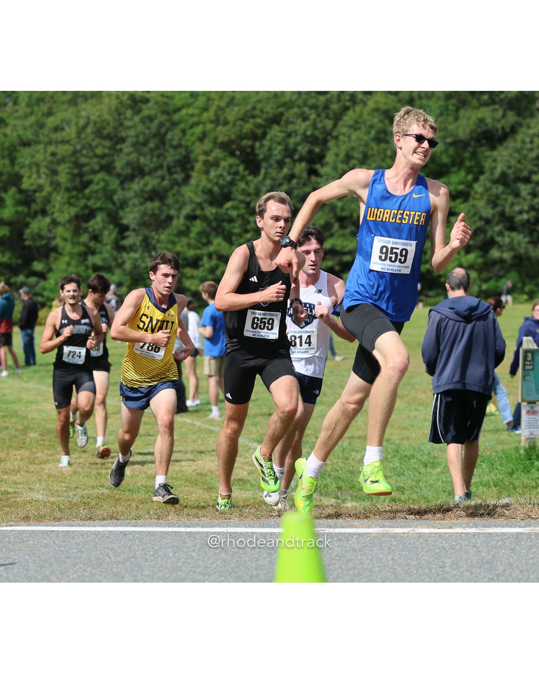#959 Ryan Wing, Worcester State, 8k Run - Men (Gold-35:cap), P146, 27:46.63; #659 Quinn Salmon, Holy Cross, 8k Run - Men (Gold-35:cap), P137, 27:37.96; #786 Marcus Clark, SNHU, 8k Run - Men (Gold-35:cap), P147, 27:49.72 - 2026 UMass Dartmouth XC Invitational - UMass Dartmouth - Dartmouth, Massachusetts - September 19, 2026 File: ./260919-2026-UMass-Dartmouth-XC-Invitational-100-398A5423.jpg #959 Ryan Wing, Worcester State, 8k Run - Men (Gold-35:cap), P146, 27:46.63; #659 Quinn Salmon, Holy Cross, 8k Run - Men (Gold-35:cap), P13…