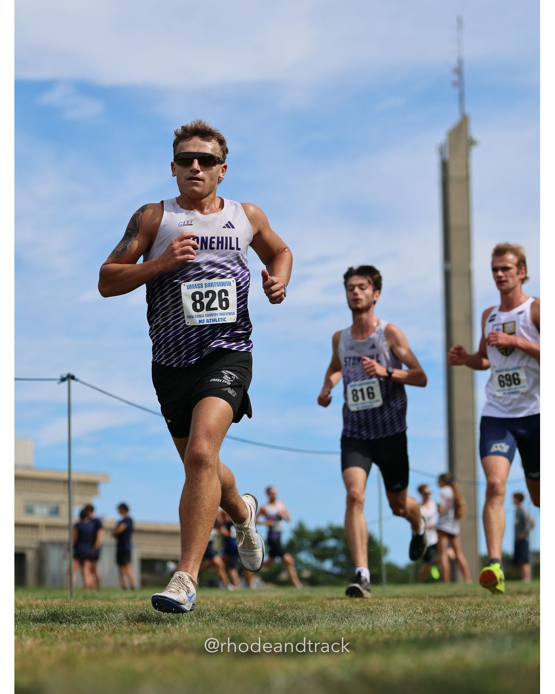 #826 Connor Magill, Stonehill, 8k Run - Men (Gold-35:cap), P22, 25:17.69; #816 Luke Allen, Stonehill, 8k Run - Men (Gold-35:cap), P24, 25:23.35; #696 Ben Rich, Merrimack, 8k Run - Men (Gold-35:cap), P33, 25:36.59 - 2026 UMass Dartmouth XC Invitational - UMass Dartmouth - Dartmouth, Massachusetts - September 19, 2026 File: ./260919-2026-UMass-Dartmouth-XC-Invitational-142-398A6224.jpg #826 Connor Magill, Stonehill, 8k Run - Men (Gold-35:cap), P22, 25:17.69; #816 Luke Allen, Stonehill, 8k Run - Men (Gold-35:cap), P24, 25:2…