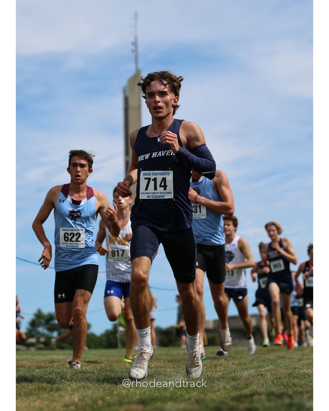 #714 Thomas Conklin, New Haven, 8k Run - Men (Gold-35:cap), P117, 27:05.41; #622 Gunner Currier, Franklin Pierce, 8k Run - Men (Gold-35:cap), P109, 26:56.75; #917 Nicholas Smith, Western NE, 8k Run - Men (Gold-35:cap), P105, 26:53.11 - 2026 UMass Dartmouth XC Invitational - UMass Dartmouth - Dartmouth, Massachusetts - September 19, 2026 File: ./260919-2026-UMass-Dartmouth-XC-Invitational-163-398A6631.jpg #714 Thomas Conklin, New Haven, 8k Run - Men (Gold-35:cap), P117, 27:05.41; #622 Gunner Currier, Franklin Pierce, 8k Run - Men (Gold-35:cap…