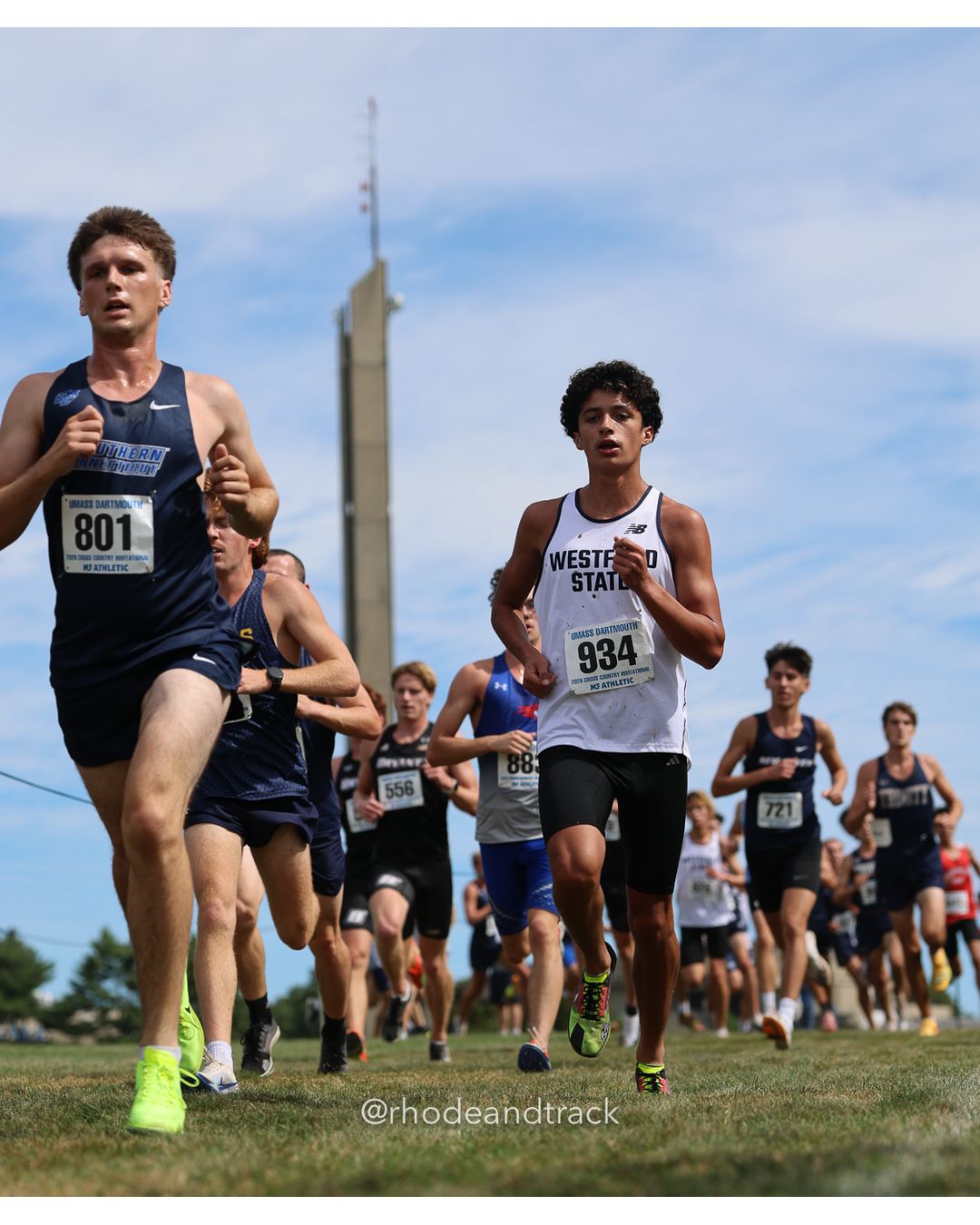#801 Landon Pelletier, So. Conn. St., 8k Run - Men (Gold-35:cap), P145, 27:46.29; #88 Greta Schmitt, Connecticut College, 6k Run - Women (Navy-45:cap), P73, 25:49.44 - 2026 UMass Dartmouth XC Invitational - UMass Dartmouth - Dartmouth, Massachusetts - September 19, 2026 File: ./260919-2026-UMass-Dartmouth-XC-Invitational-169-398A6717.jpg #801 Landon Pelletier, So. Conn. St., 8k Run - Men (Gold-35:cap), P145, 27:46.29; #88 Greta Schmitt, Connecticut College, 6k Run - Women (N…