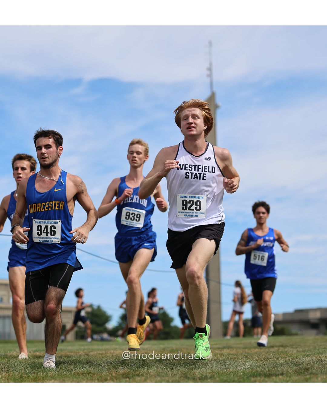 #929 Tyler Meunier, Westfield State, 8k Run - Men (Gold-35:cap), P168, 28:18.06; #939 Dan McIntyre, Wheaton (Mass.), 8k Run - Men (Gold-35:cap), P156, 28:04.08; #946 Anthony DeFeo, Worcester State, 8k Run - Men (Gold-35:cap), P153, 27:56.11 - 2026 UMass Dartmouth XC Invitational - UMass Dartmouth - Dartmouth, Massachusetts - September 19, 2026 File: ./260919-2026-UMass-Dartmouth-XC-Invitational-198-398A7093.jpg #929 Tyler Meunier, Westfield State, 8k Run - Men (Gold-35:cap), P168, 28:18.06; #939 Dan McIntyre, Wheaton (Mass.), 8k Run - Men (Gold-35:…