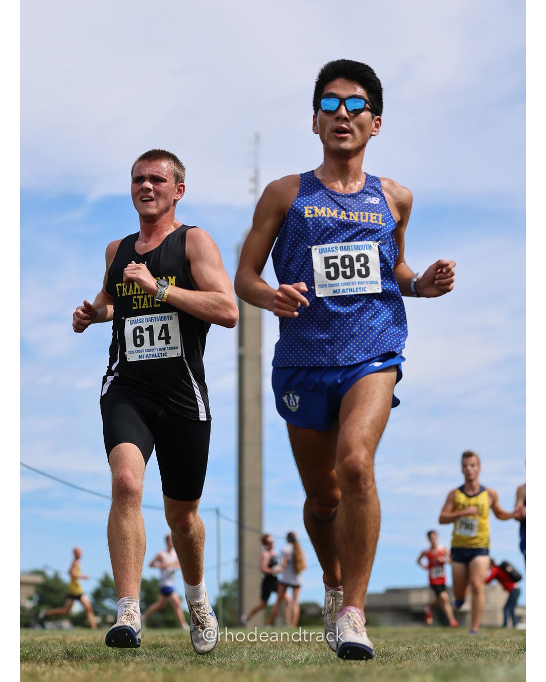 #593 Luke Bullock, Emmanuel (Mass.), 8k Run - Men (Gold-35:cap), P188, 29:02.16; #614 Joseph Lawson, Framingham St., 8k Run - Men (Gold-35:cap), P197, 29:23.87 - 2026 UMass Dartmouth XC Invitational - UMass Dartmouth - Dartmouth, Massachusetts - September 19, 2026 File: ./260919-2026-UMass-Dartmouth-XC-Invitational-214-398A7320.jpg #593 Luke Bullock, Emmanuel (Mass.), 8k Run - Men (Gold-35:cap), P188, 29:02.16; #614 Joseph Lawson, Framingham St., 8k Run - Men (Gold-35:…