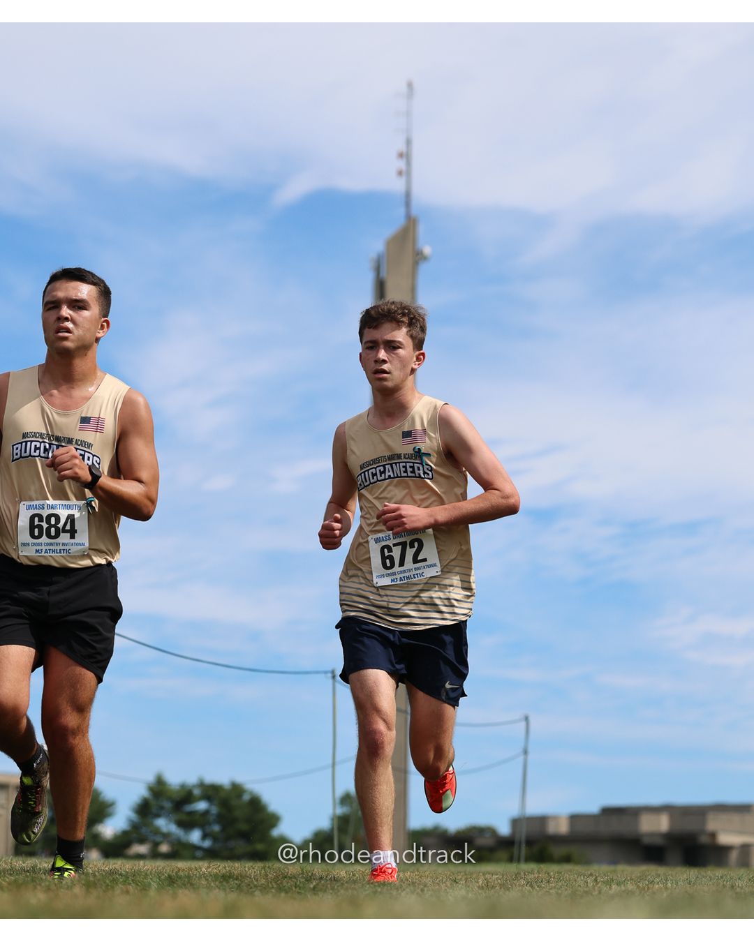 #672 Griffin Corrick, Mass. Maritime, 8k Run - Men (Gold-35:cap), P214, 30:41.44; #684 Cooper Ogden, Mass. Maritime, 8k Run - Men (Gold-35:cap), P215, 30:47.37 - 2026 UMass Dartmouth XC Invitational - UMass Dartmouth - Dartmouth, Massachusetts - September 19, 2026 File: ./260919-2026-UMass-Dartmouth-XC-Invitational-234-398A7659.jpg #672 Griffin Corrick, Mass. Maritime, 8k Run - Men (Gold-35:cap), P214, 30:41.44; #684 Cooper Ogden, Mass. Maritime, 8k Run - Men (Gold-35:…