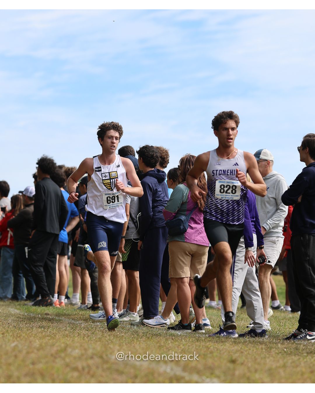 #828 Ryan Pereira, Stonehill, 8k Run - Men (Gold-35:cap), P7, 24:46.85; #691 Aidan Dupill, Merrimack, 8k Run - Men (Gold-35:cap), P4, 24:39.24 - 2026 UMass Dartmouth XC Invitational - UMass Dartmouth - Dartmouth, Massachusetts - September 19, 2026 File: ./260919-2026-UMass-Dartmouth-XC-Invitational-239-398A7929.jpg #828 Ryan Pereira, Stonehill, 8k Run - Men (Gold-35:cap), P7, 24:46.85; #691 Aidan Dupill, Merrimack, 8k Run - Men (Gold-35:cap), P4, 24:39…