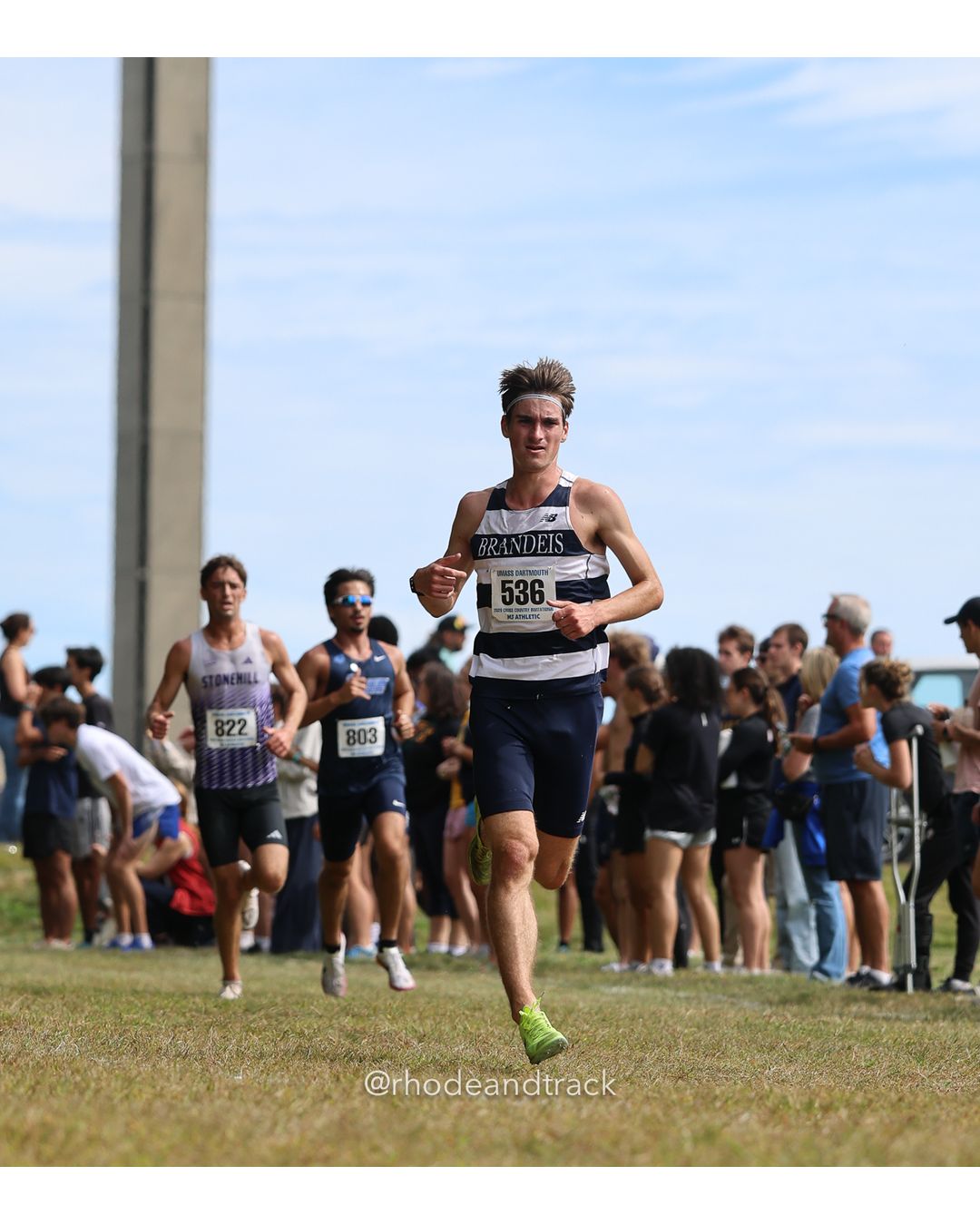 #536 Hugh Licklider, Brandeis, 8k Run - Men (Gold-35:cap), P12, 25:04.77; #803 Colton Sallum, So. Conn. St., 8k Run - Men (Gold-35:cap), P6, 24:39.33; #822 Nicholas Davies, Stonehill, 8k Run - Men (Gold-35:cap), P10, 25:02.10 - 2026 UMass Dartmouth XC Invitational - UMass Dartmouth - Dartmouth, Massachusetts - September 19, 2026 File: ./260919-2026-UMass-Dartmouth-XC-Invitational-241-398A7999.jpg #536 Hugh Licklider, Brandeis, 8k Run - Men (Gold-35:cap), P12, 25:04.77; #803 Colton Sallum, So. Conn. St., 8k Run - Men (Gold-35:cap), P6…