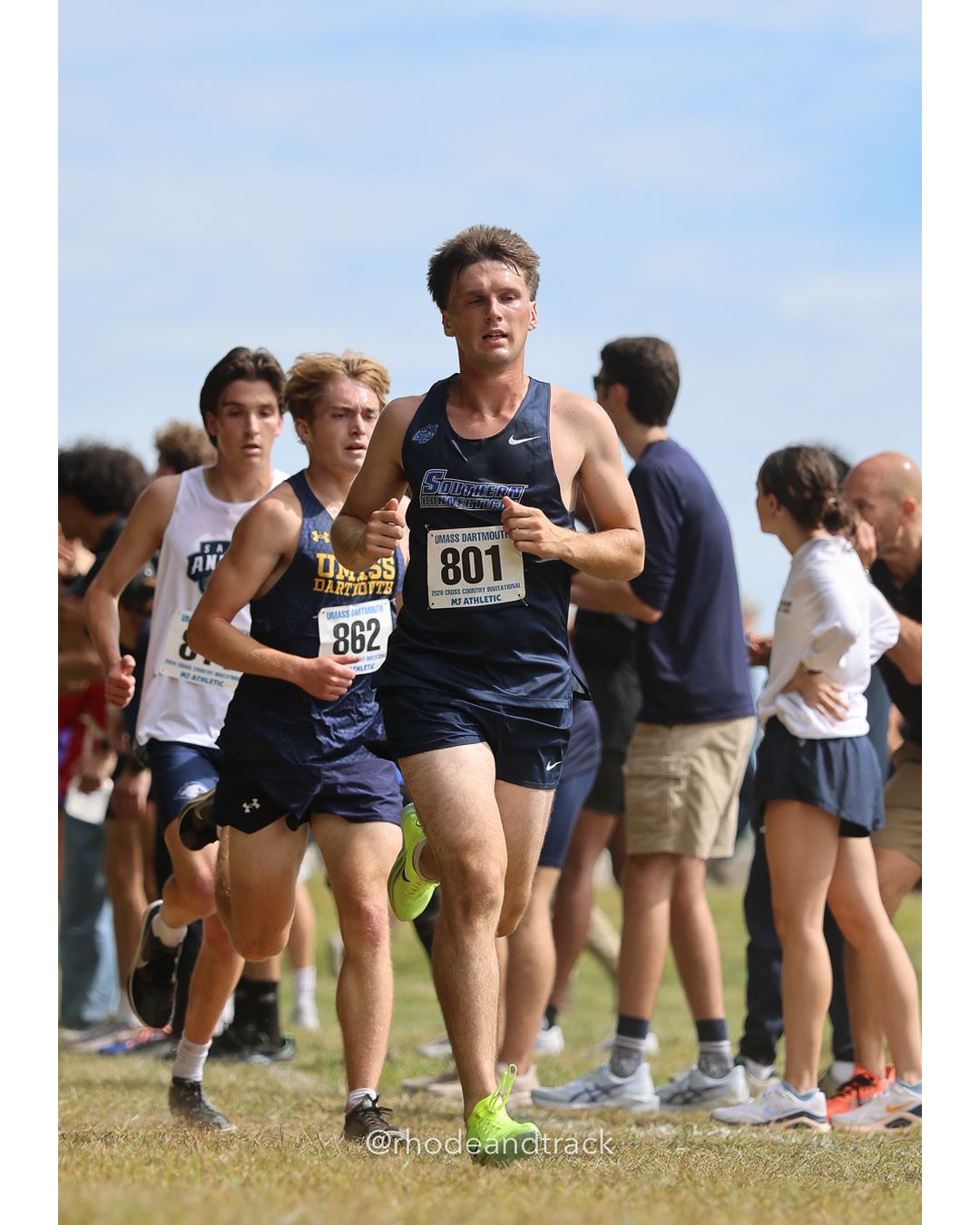 #801 Landon Pelletier, So. Conn. St., 8k Run - Men (Gold-35:cap), P145, 27:46.29; #862 Zachary Shute, UMass Dartmouth, 8k Run - Men (Gold-35:cap), P134, 27:28.36 - 2026 UMass Dartmouth XC Invitational - UMass Dartmouth - Dartmouth, Massachusetts - September 19, 2026 File: ./260919-2026-UMass-Dartmouth-XC-Invitational-319-398A9446.jpg #801 Landon Pelletier, So. Conn. St., 8k Run - Men (Gold-35:cap), P145, 27:46.29; #862 Zachary Shute, UMass Dartmouth, 8k Run - Men (Gold-3…
