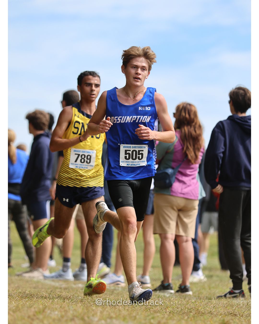 #789 Brady Harker, SNHU, 8k Run - Men (Gold-35:cap), P143, 27:44.49; #505 Austin Cipriano, Assumption, 8k Run - Men (Gold-35:cap), P136, 27:35.15 - 2026 UMass Dartmouth XC Invitational - UMass Dartmouth - Dartmouth, Massachusetts - September 19, 2026 File: ./260919-2026-UMass-Dartmouth-XC-Invitational-329-398A9601.jpg #789 Brady Harker, SNHU, 8k Run - Men (Gold-35:cap), P143, 27:44.49; #505 Austin Cipriano, Assumption, 8k Run - Men (Gold-35:cap), P136, 27…