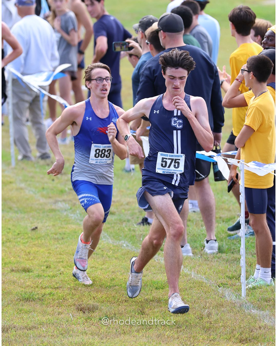 #575 John DiSturco, Connecticut College, 8k Run - Men (Gold-35:cap), P78, 26:22.44; #883 Jimmy Kelly, UMass Lowell, 8k Run - Men (Gold-35:cap), P76, 26:22.19 - 2026 UMass Dartmouth XC Invitational - UMass Dartmouth - Dartmouth, Massachusetts - September 19, 2026 File: ./260919-2026-UMass-Dartmouth-XC-Invitational-403-398A1103.jpg #575 John DiSturco, Connecticut College, 8k Run - Men (Gold-35:cap), P78, 26:22.44; #883 Jimmy Kelly, UMass Lowell, 8k Run - Men (Gold-35:c…