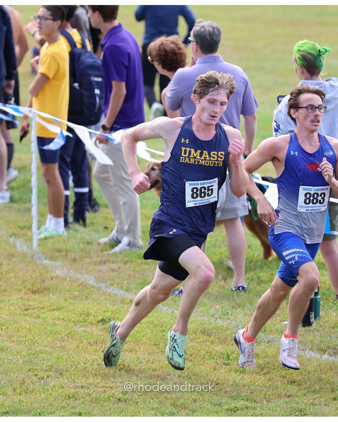 #865 Joseph Stanton, UMass Dartmouth, 8k Run - Men (Gold-35:cap), P75, 26:21.64; #883 Jimmy Kelly, UMass Lowell, 8k Run - Men (Gold-35:cap), P76, 26:22.19 - 2026 UMass Dartmouth XC Invitational - UMass Dartmouth - Dartmouth, Massachusetts - September 19, 2026 File: ./260919-2026-UMass-Dartmouth-XC-Invitational-405-398A1133.jpg #865 Joseph Stanton, UMass Dartmouth, 8k Run - Men (Gold-35:cap), P75, 26:21.64; #883 Jimmy Kelly, UMass Lowell, 8k Run - Men (Gold-35:cap)…