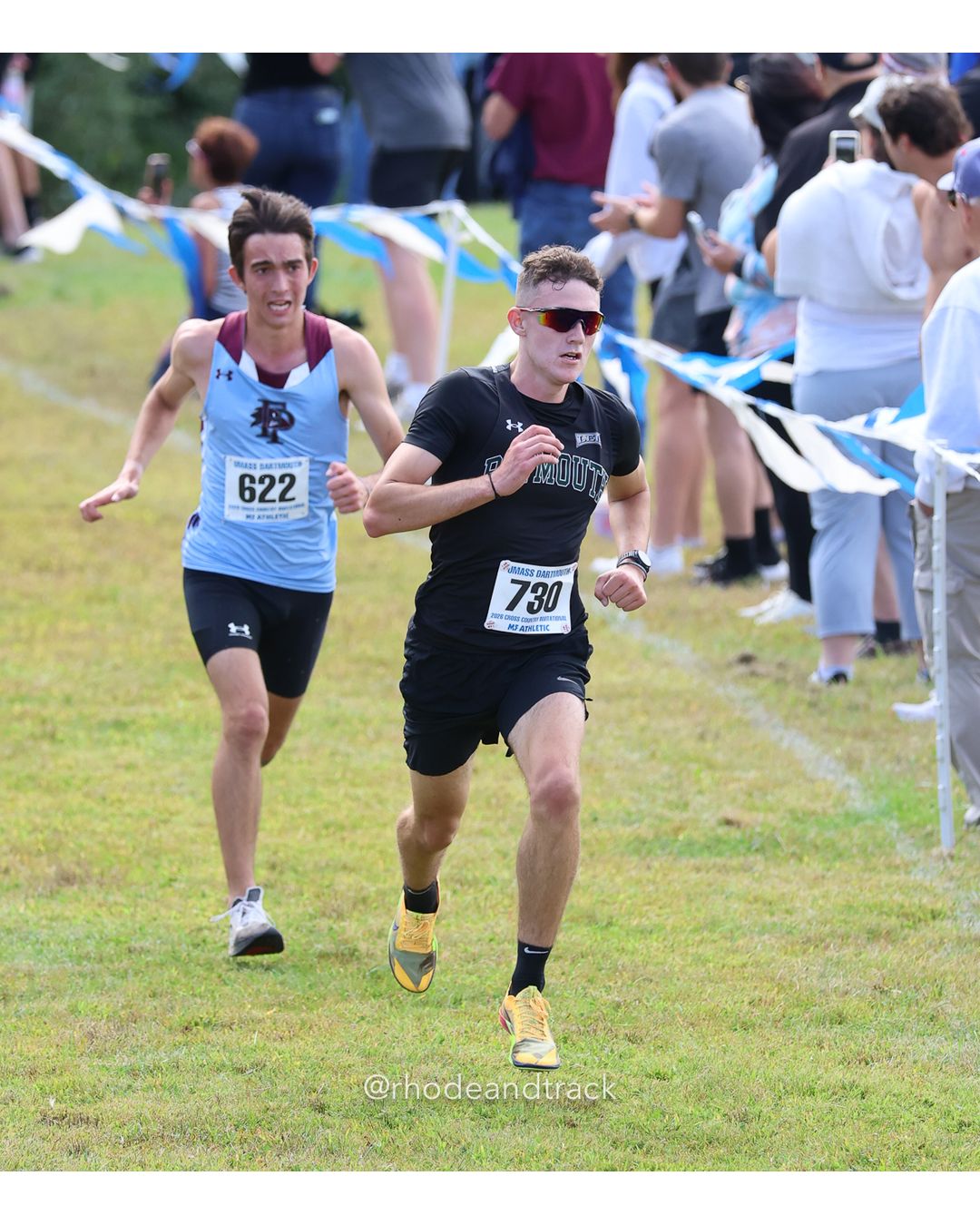 #622 Gunner Currier, Franklin Pierce, 8k Run - Men (Gold-35:cap), P109, 26:56.75; #730 Noah Francis, Plymouth State, 8k Run - Men (Gold-35:cap), P107, 26:54.56 - 2026 UMass Dartmouth XC Invitational - UMass Dartmouth - Dartmouth, Massachusetts - September 19, 2026 File: ./260919-2026-UMass-Dartmouth-XC-Invitational-432-398A1599.jpg #622 Gunner Currier, Franklin Pierce, 8k Run - Men (Gold-35:cap), P109, 26:56.75; #730 Noah Francis, Plymouth State, 8k Run - Men (Gold-35:…