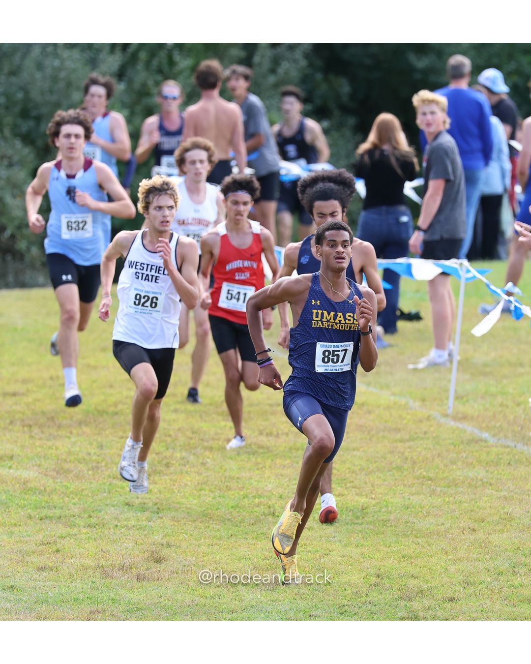 #926 Brendan Foster, Westfield State, 8k Run - Men (Gold-35:cap), P111, 26:58.94; #857 Maurice King, UMass Dartmouth, 8k Run - Men (Gold-35:cap), P110, 26:58.36; #541 Tyler Amaral, Bridgewater St., 8k Run - Men (Gold-35:cap), P114, 27:02.09 - 2026 UMass Dartmouth XC Invitational - UMass Dartmouth - Dartmouth, Massachusetts - September 19, 2026 File: ./260919-2026-UMass-Dartmouth-XC-Invitational-434-398A1644.jpg #926 Brendan Foster, Westfield State, 8k Run - Men (Gold-35:cap), P111, 26:58.94; #857 Maurice King, UMass Dartmouth, 8k Run - Men (Gold-35…