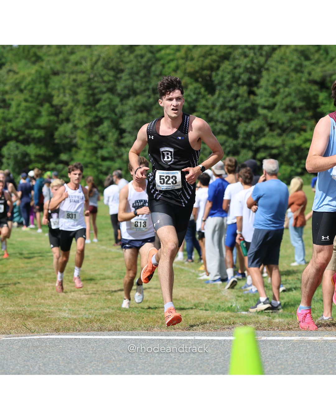 #523 Michael Eddy, Bentley, 8k Run - Men (Gold-35:cap), P119, 27:07.28; #813 Jacob Silva, St. Anselm, 8k Run - Men (Gold-35:cap), P123, 27:15.60; #931 Andrew Organ, Westfield State - 2026 UMass Dartmouth XC Invitational - UMass Dartmouth - Dartmouth, Massachusetts - September 19, 2026 File: ./260919-2026-UMass-Dartmouth-XC-Invitational-79-398A5015.jpg #523 Michael Eddy, Bentley, 8k Run - Men (Gold-35:cap), P119, 27:07.28; #813 Jacob Silva, St. Anselm, 8k Run - Men (Gold-35:cap), P123, 27:…