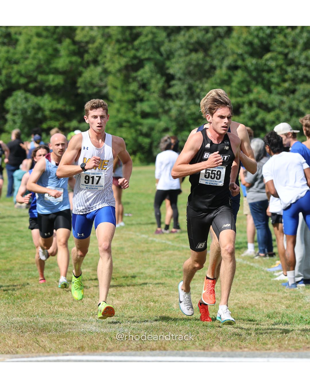 #559 Jack Hill, Bryant, 8k Run - Men (Gold-35:cap), P88, 26:35.71; #917 Nicholas Smith, Western NE, 8k Run - Men (Gold-35:cap), P105, 26:53.11 - 2026 UMass Dartmouth XC Invitational - UMass Dartmouth - Dartmouth, Massachusetts - September 19, 2026 File: ./260919-2026-UMass-Dartmouth-XC-Invitational-83-398A5060.jpg #559 Jack Hill, Bryant, 8k Run - Men (Gold-35:cap), P88, 26:35.71; #917 Nicholas Smith, Western NE, 8k Run - Men (Gold-35:cap), P105, 26:53…