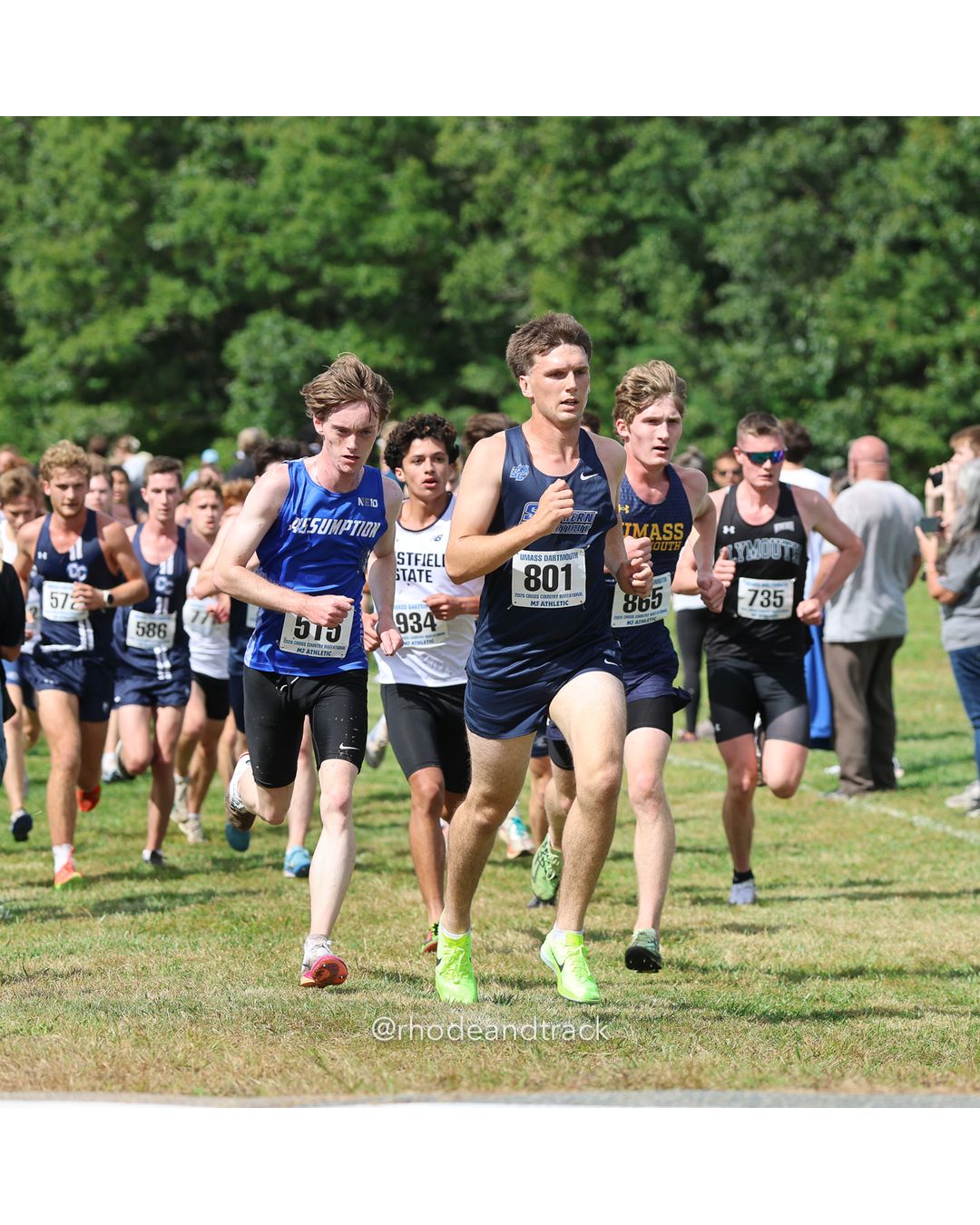 #801 Landon Pelletier, So. Conn. St., 8k Run - Men (Gold-35:cap), P145, 27:46.29; #934 Kenniell Velez Santiago, Westfield State, 8k Run - Men (Gold-35:cap), P127, 27:19.56 - 2026 UMass Dartmouth XC Invitational - UMass Dartmouth - Dartmouth, Massachusetts - September 19, 2026 File: ./260919-2026-UMass-Dartmouth-XC-Invitational-86-398A5106.jpg #801 Landon Pelletier, So. Conn. St., 8k Run - Men (Gold-35:cap), P145, 27:46.29; #934 Kenniell Velez Santiago, Westfield State, 8k Run - M…